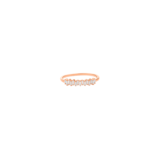 Staggered Diamond Baguette Ring - 14K Rose Gold Rings 14K Solid Gold US 4