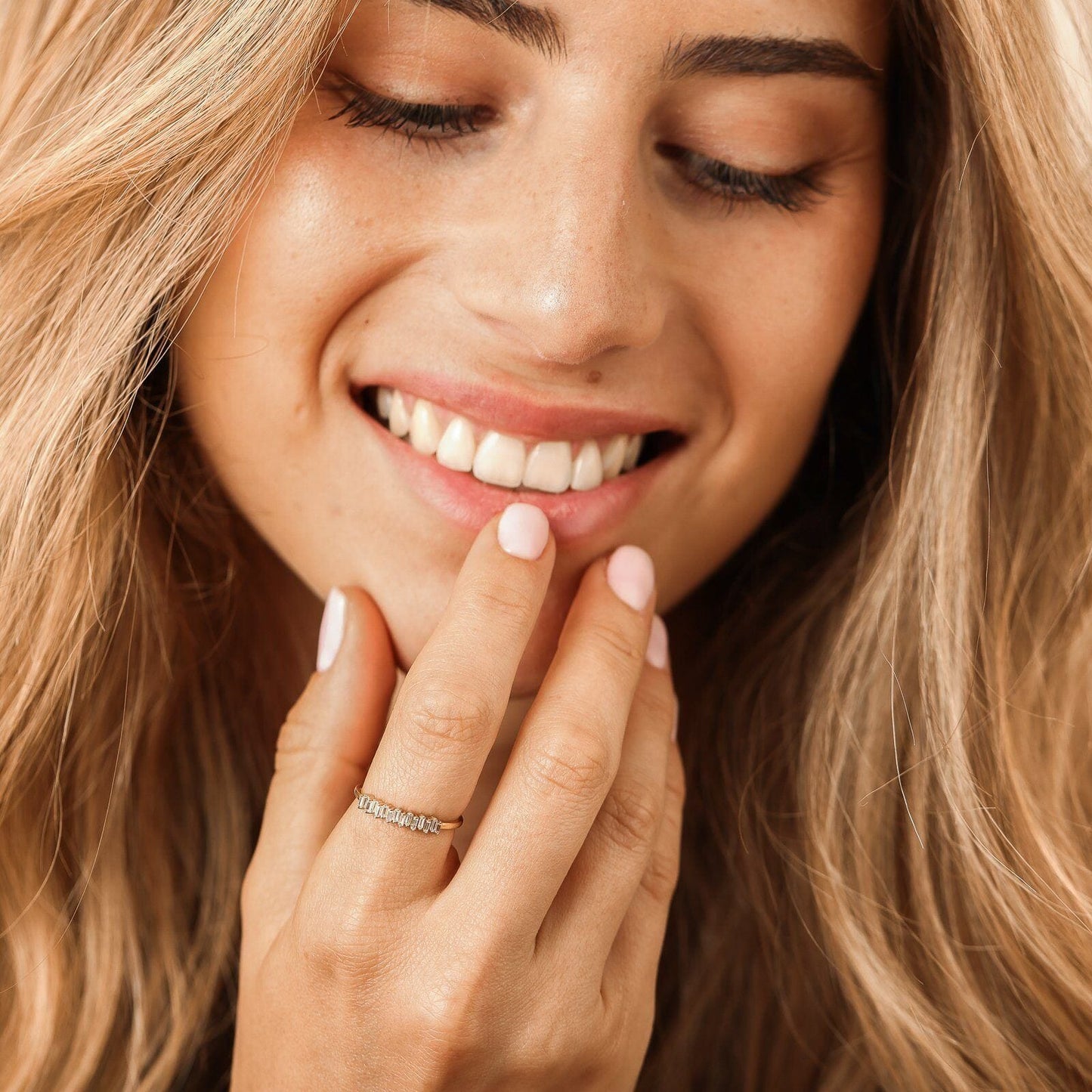 Staggered Diamond Baguette Ring - 14K Yellow Gold Rings 14K Solid Gold