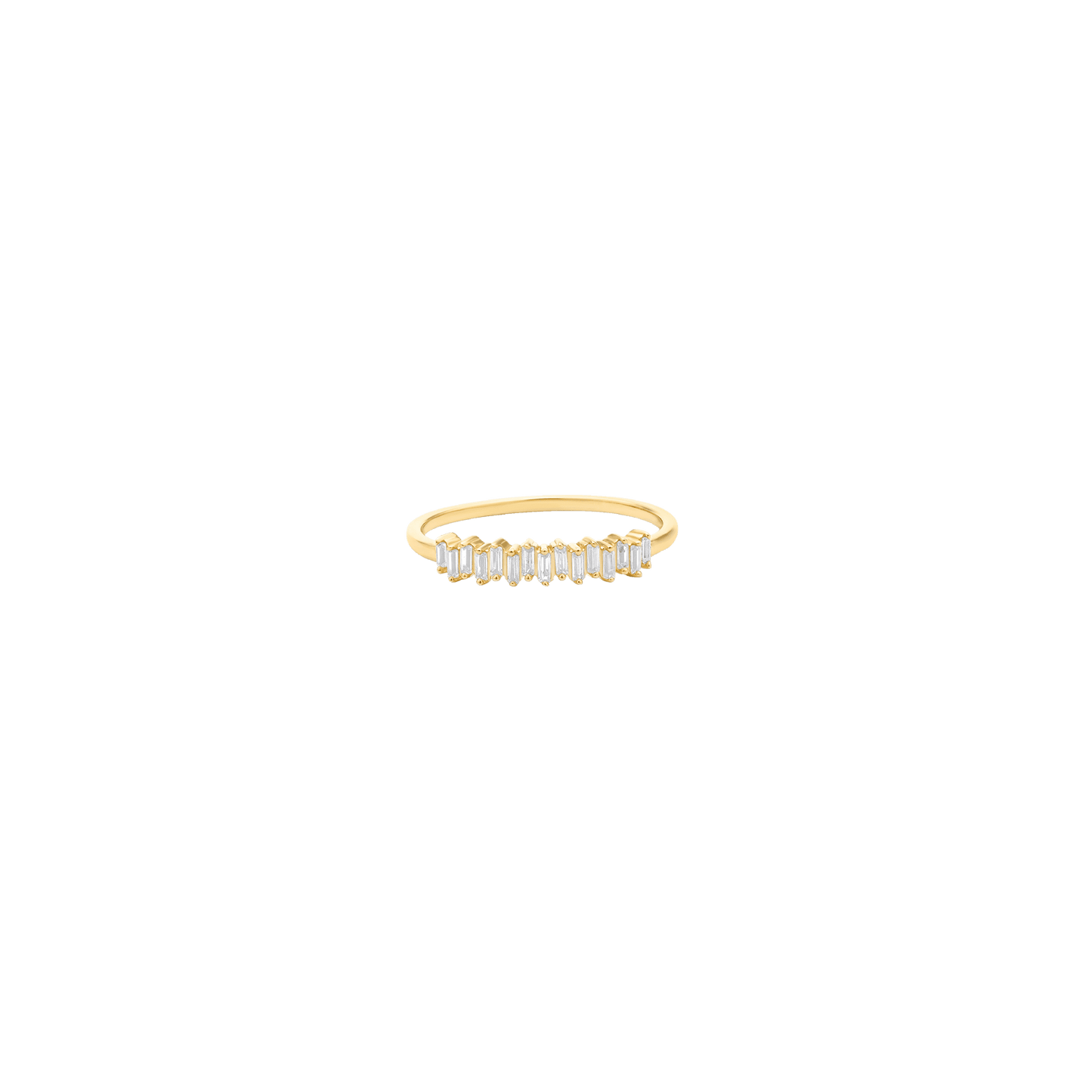Staggered Diamond Baguette Ring - 14K Yellow Gold Rings 14K Solid Gold US 4