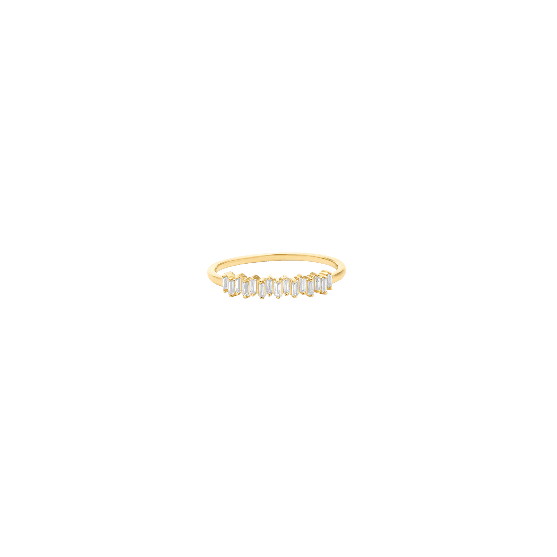 Staggered Diamond Baguette Ring - 14K Yellow Gold Rings 14K Solid Gold US 4