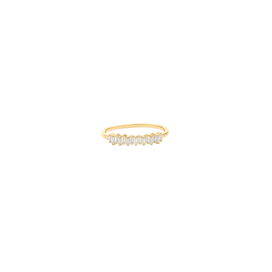 Staggered Diamond Baguette Ring - 14K Yellow Gold Rings 14K Solid Gold US 4