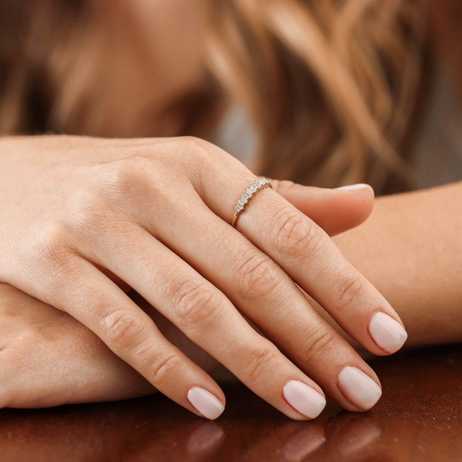 Staggered Diamond Baguette Ring - 14K Yellow Gold Rings 14K Solid Gold