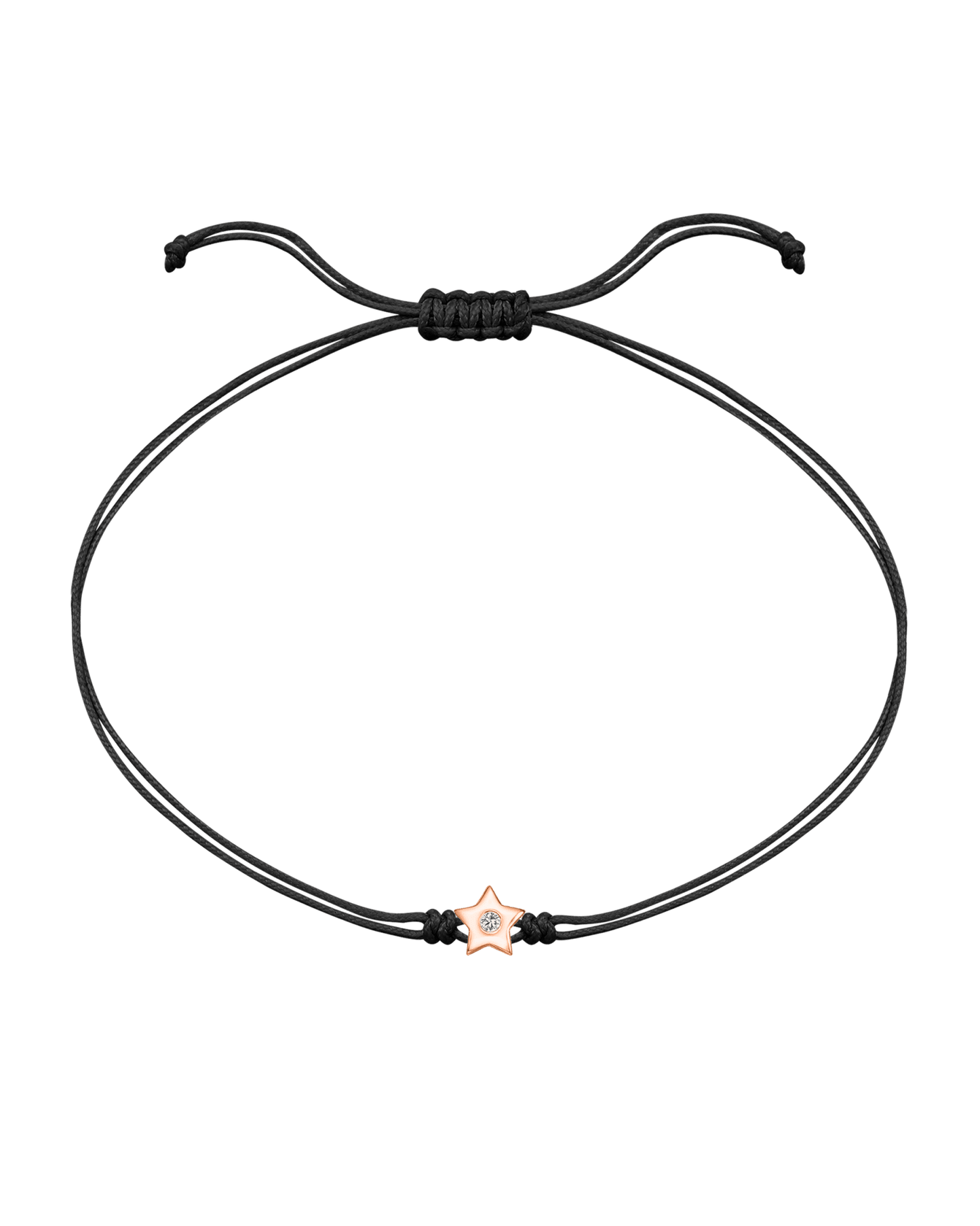 Star Diamond String Of Love - 14K Rose Gold Bracelet 14K Solid Gold Black