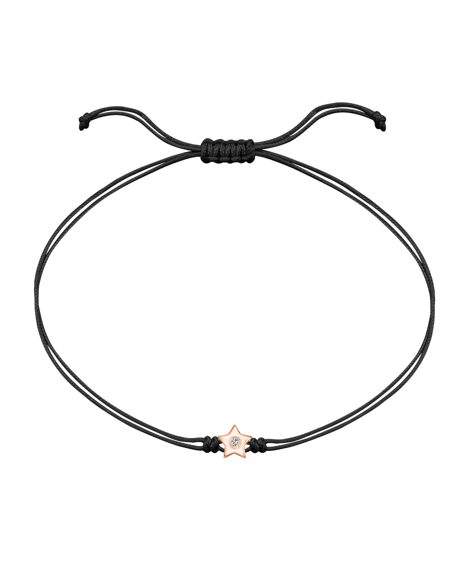 Star Diamond String Of Love - 14K Rose Gold Bracelet 14K Solid Gold Black