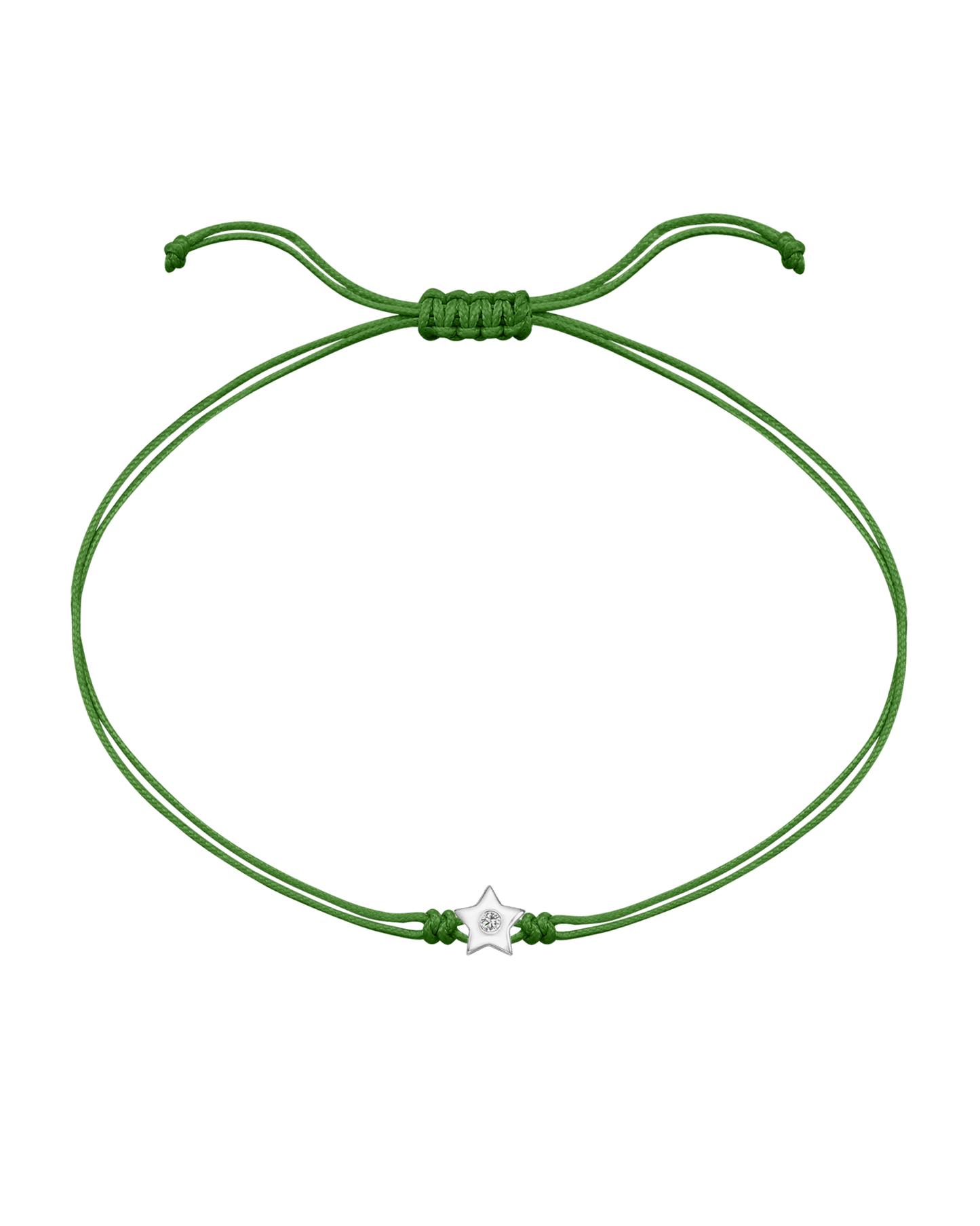 Star Diamond String Of Love - 14K White Gold Bracelet 14K Solid Gold Green
