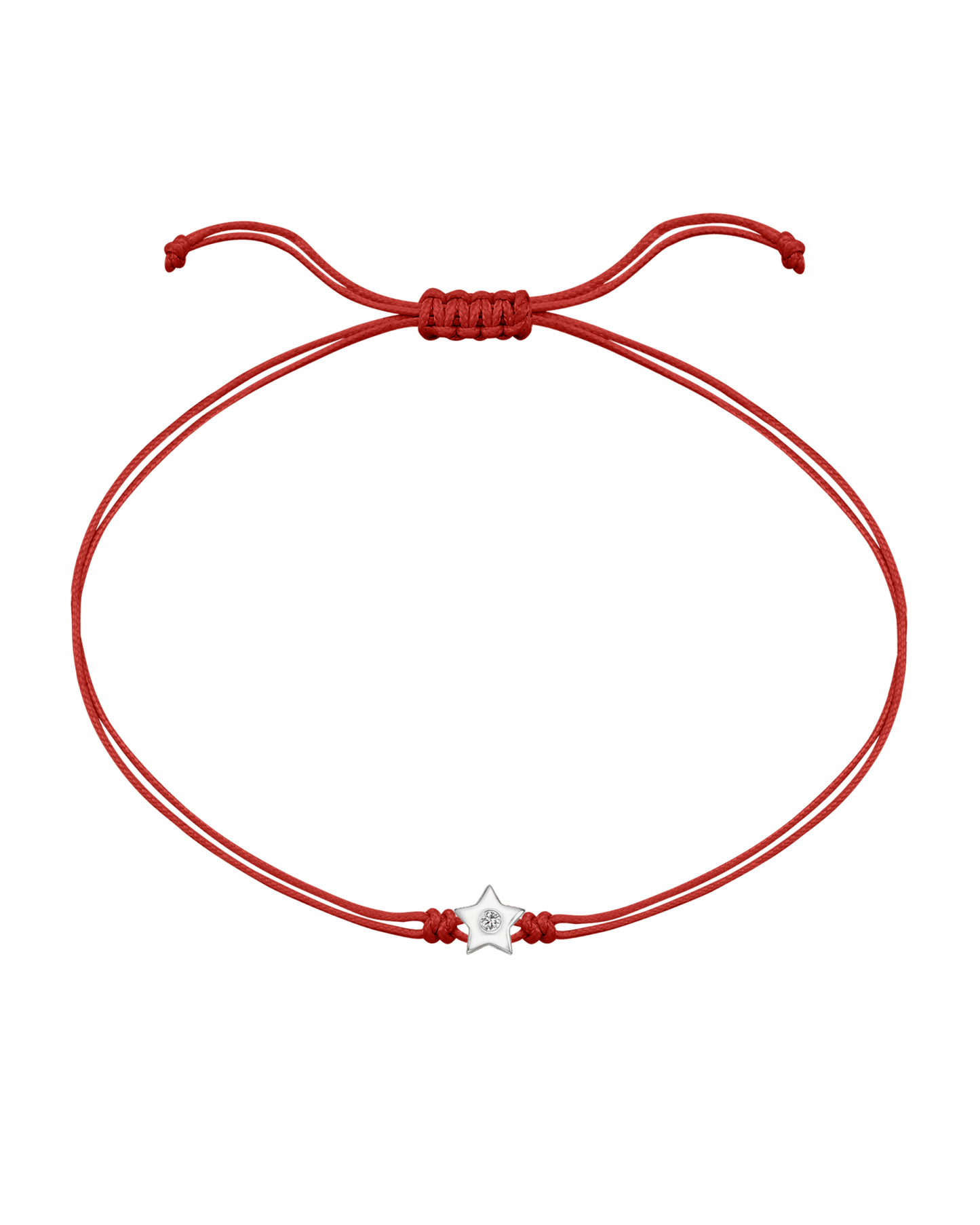 Star Diamond String Of Love - 14K White Gold Bracelet 14K Solid Gold Red