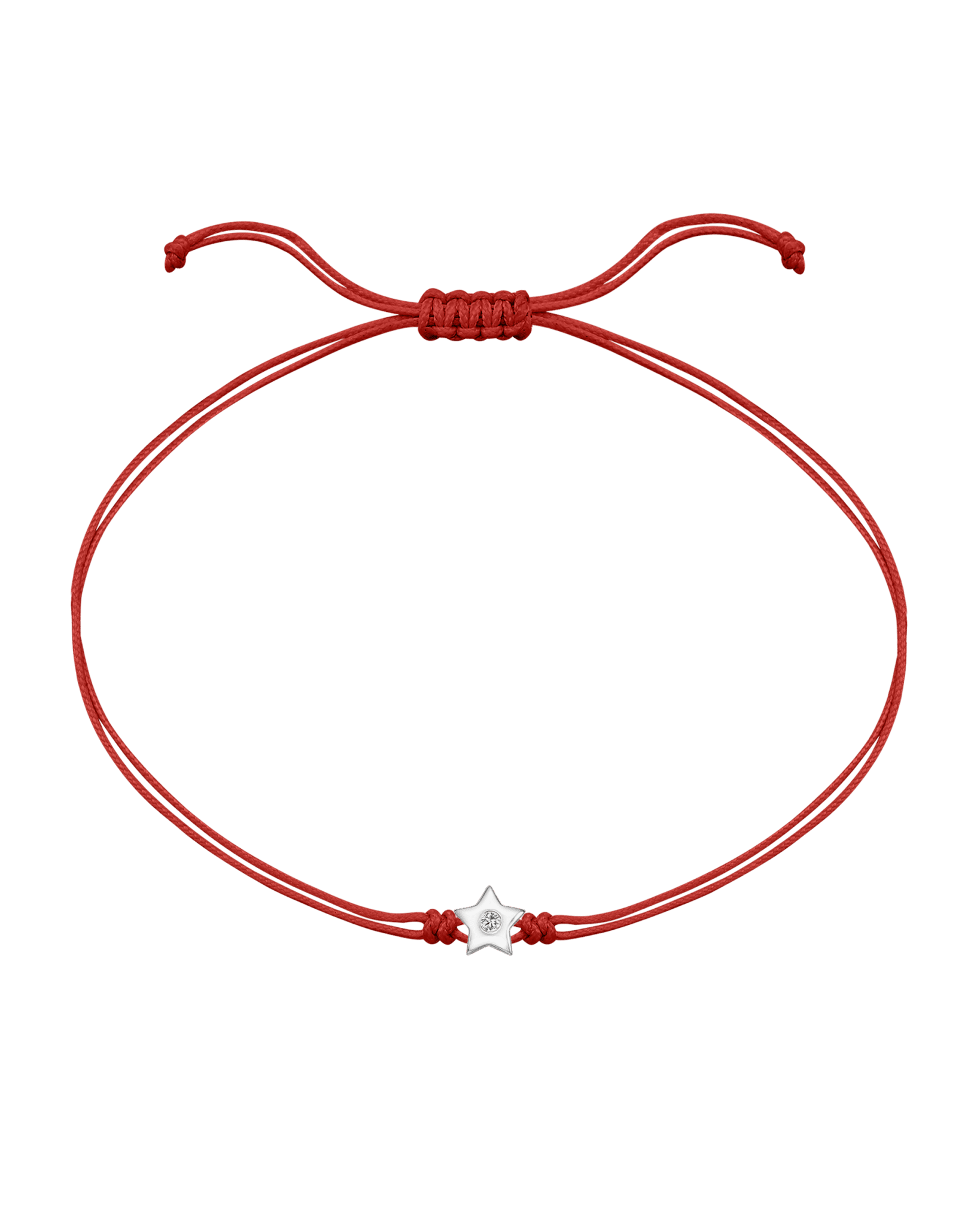 Star Diamond String Of Love - 14K White Gold Bracelet 14K Solid Gold Red
