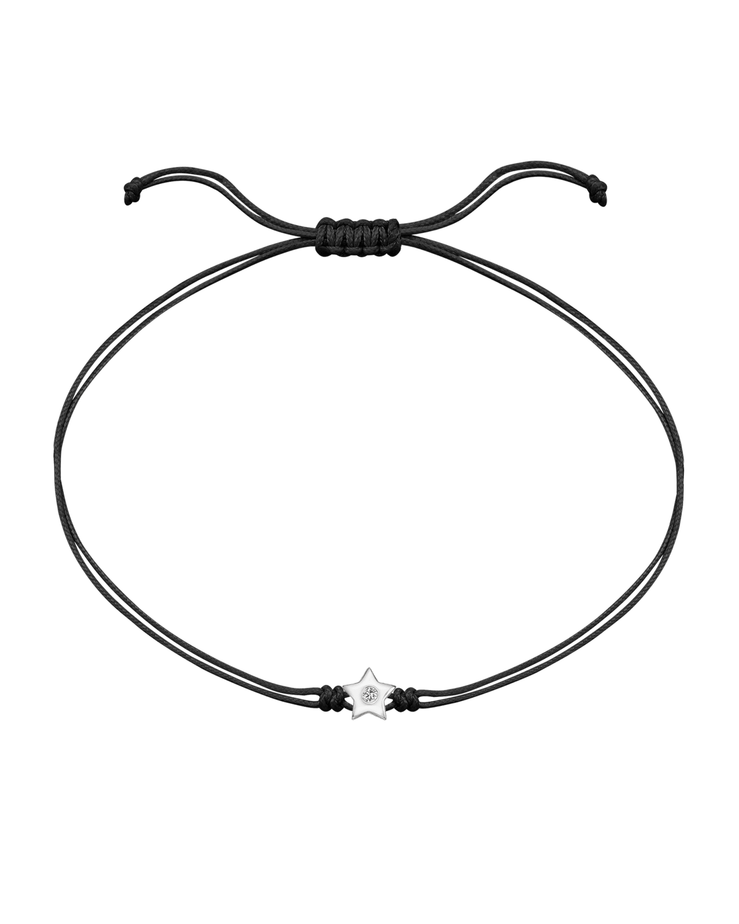 Star Diamond String Of Love - 14K White Gold Bracelet 14K Solid Gold Black