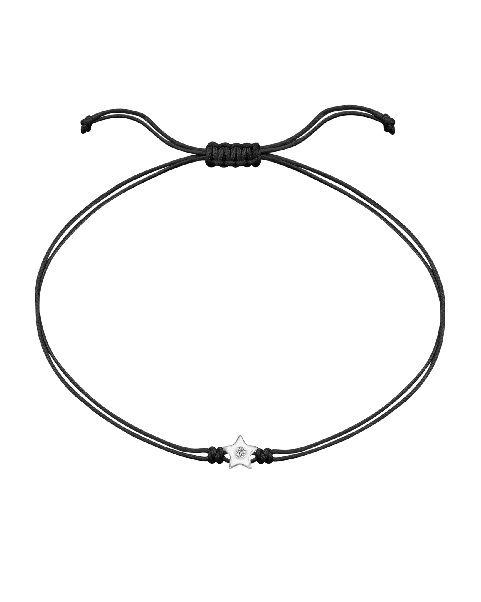 Star Diamond String Of Love - 14K White Gold Bracelet 14K Solid Gold Black