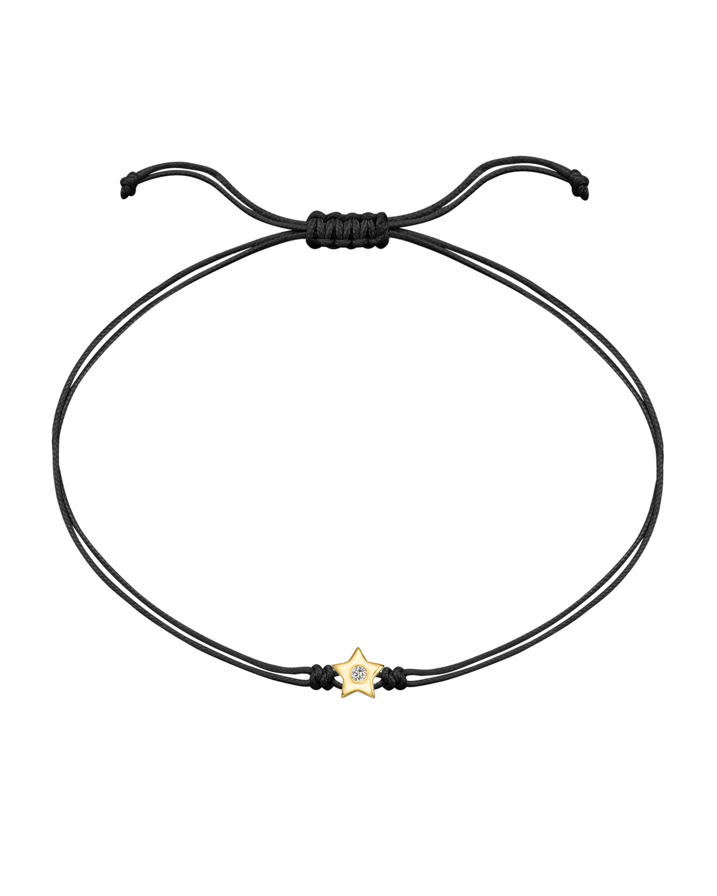 Star Diamond String Of Love - 14K Yellow Gold Bracelet 14K Solid Gold Black