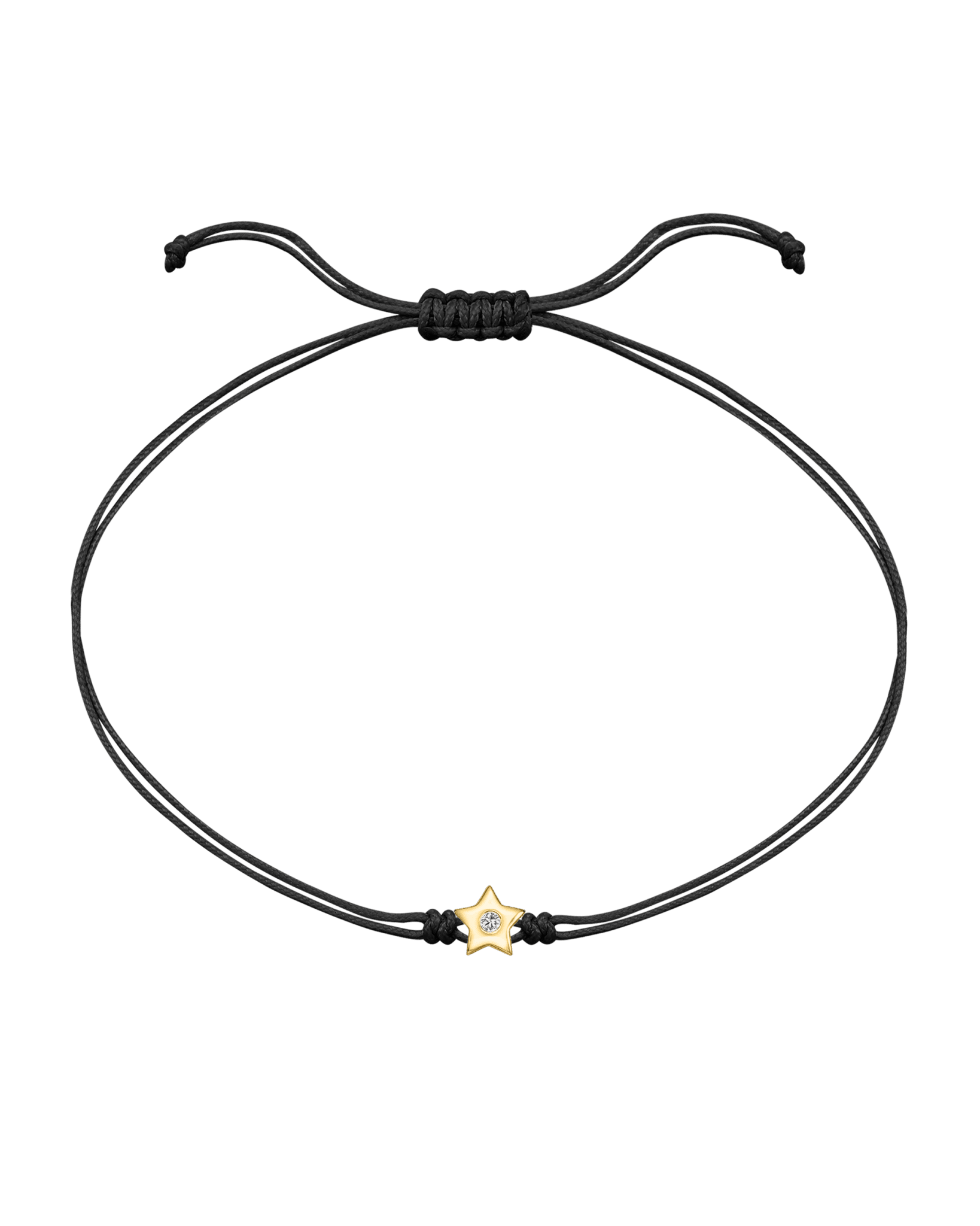 Star Diamond String Of Love - 14K Yellow Gold Bracelet 14K Solid Gold Black