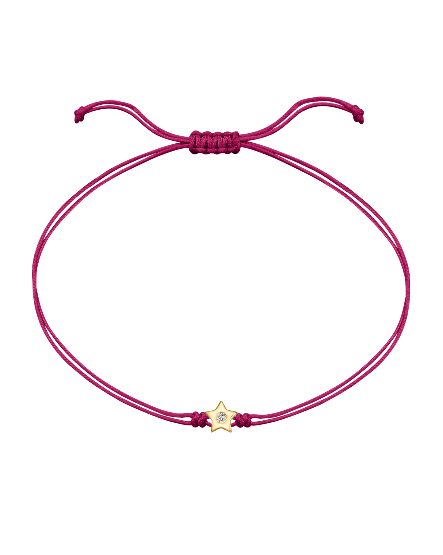 Star Diamond String Of Love - 14K Yellow Gold Bracelet 14K Solid Gold Pink