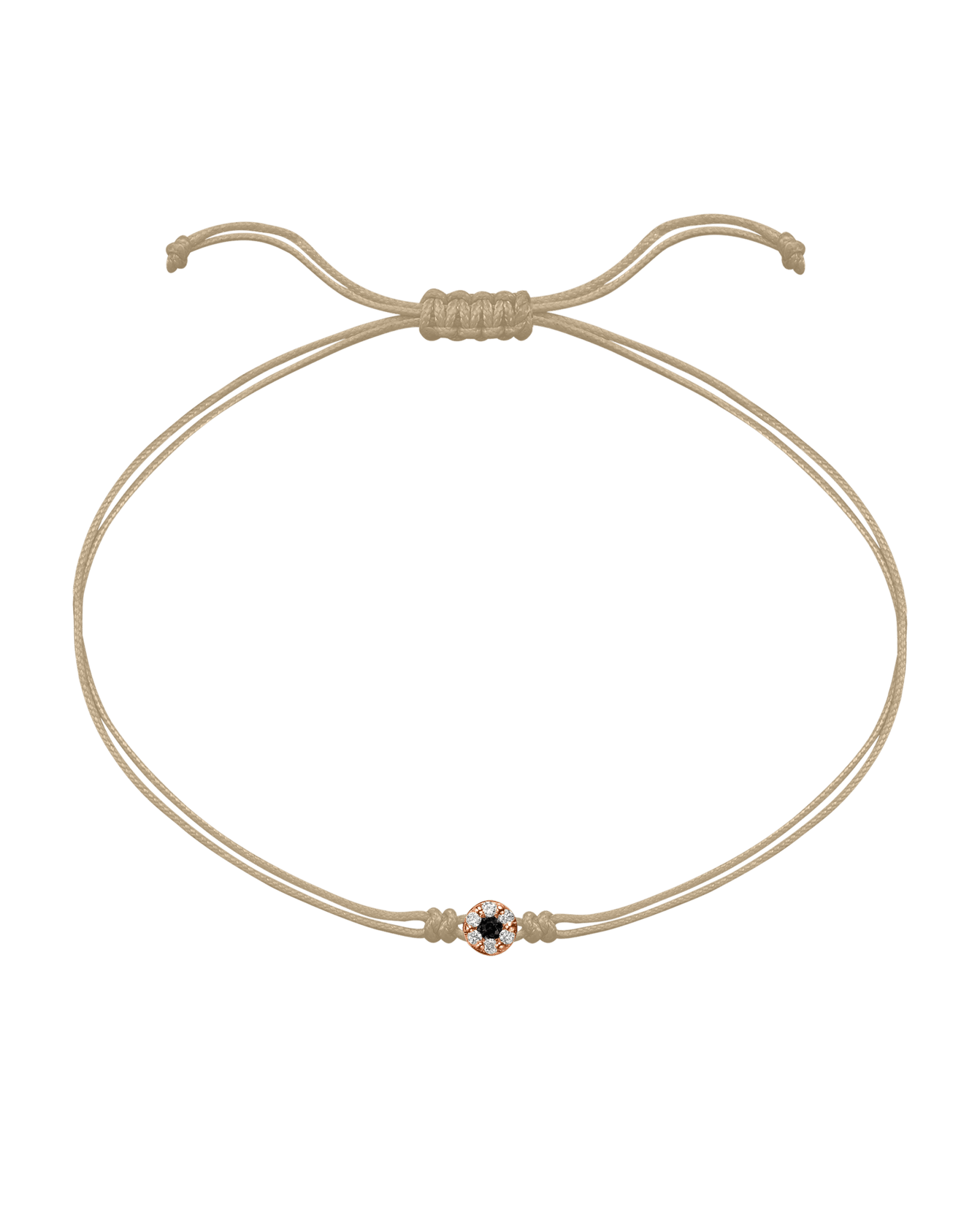 String of Love Diamond and Gemstone - 14K Rose Gold Bracelet 14K Solid Gold Beige Black
