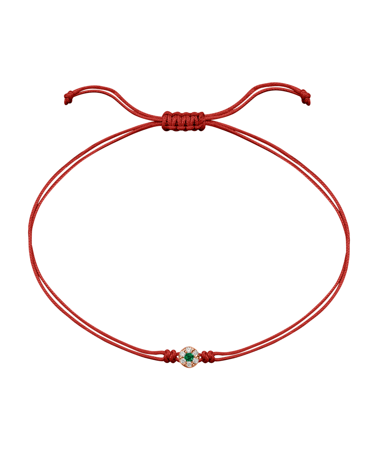 String of Love Diamond and Gemstone - 14K Rose Gold Bracelet 14K Solid Gold Red Emerald
