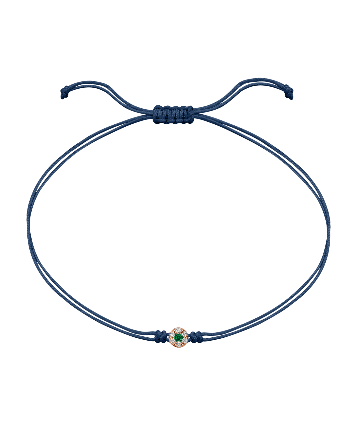 String of Love Diamond and Gemstone - 14K Rose Gold Bracelet 14K Solid Gold Indigo Emerald