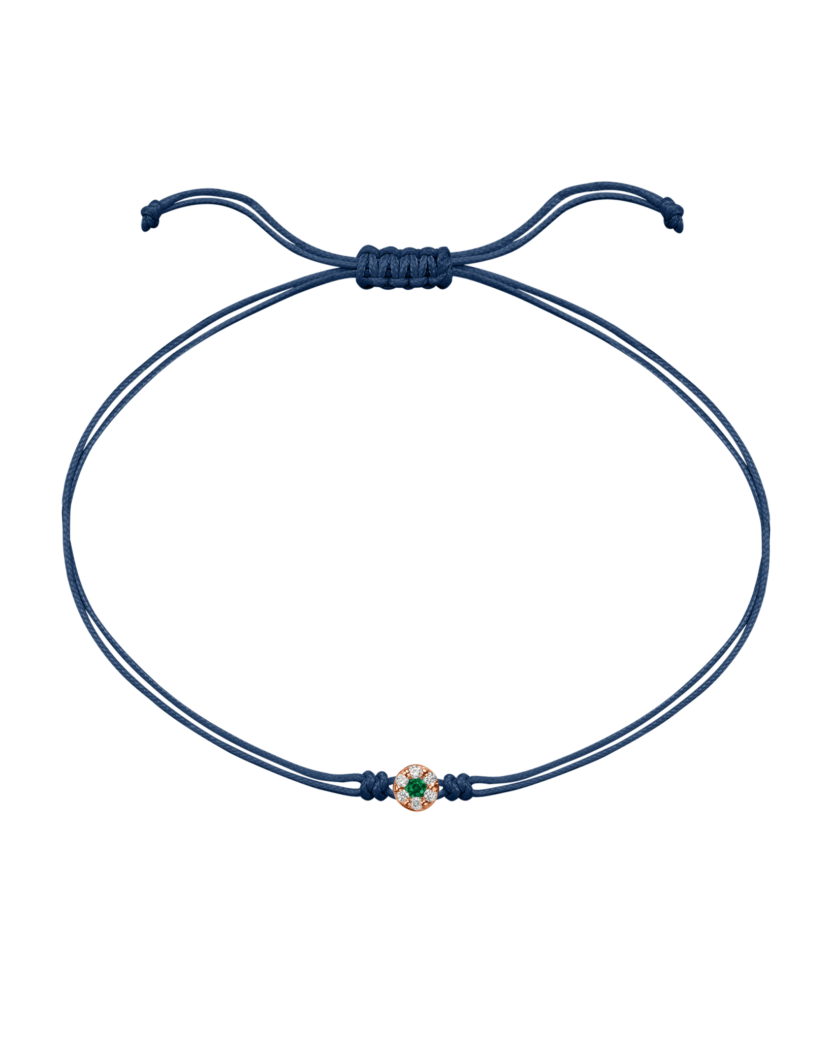 String of Love Diamond and Gemstone - 14K Rose Gold Bracelet 14K Solid Gold Indigo Emerald