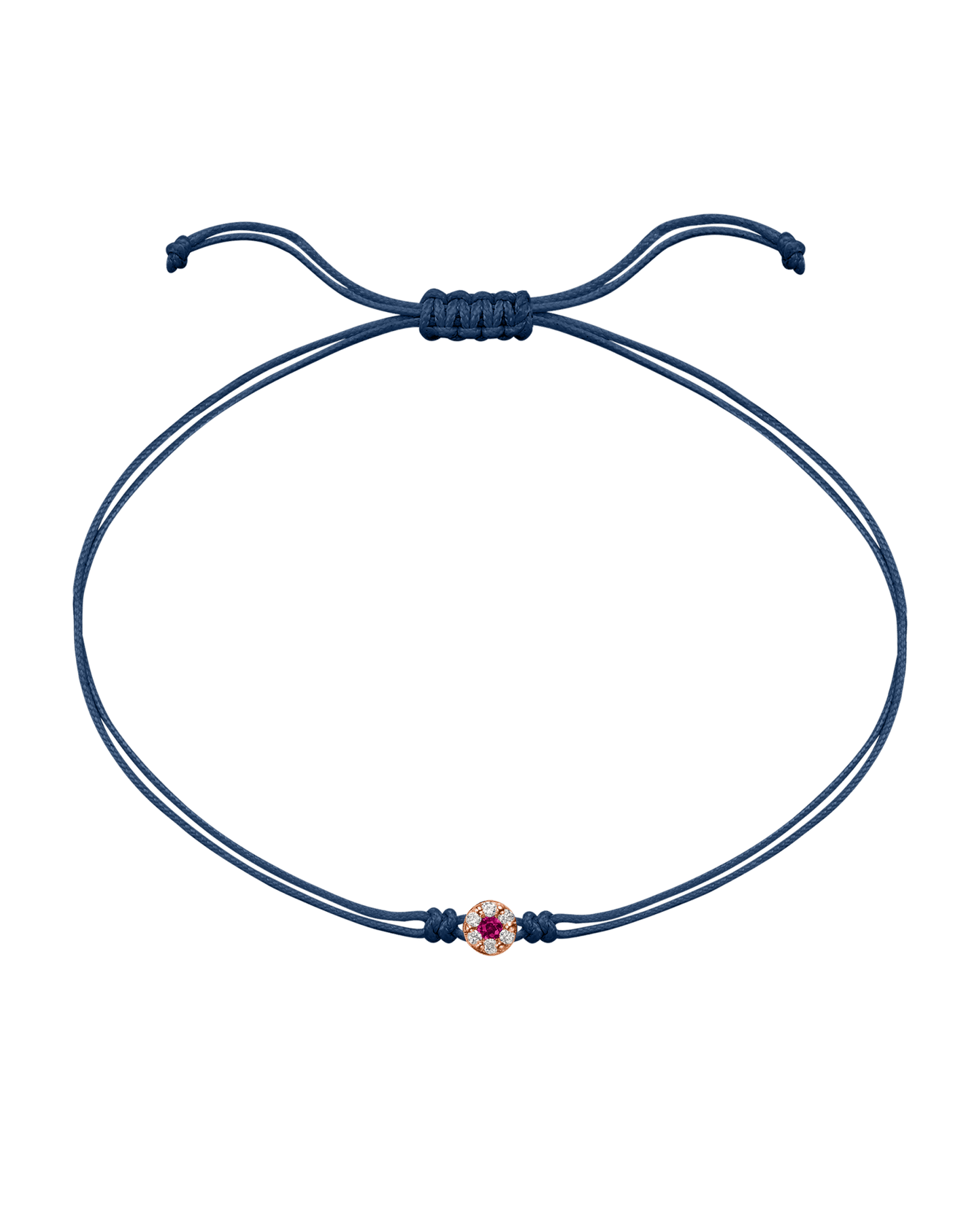 String of Love Diamond and Gemstone - 14K Rose Gold Bracelet 14K Solid Gold Indigo Ruby