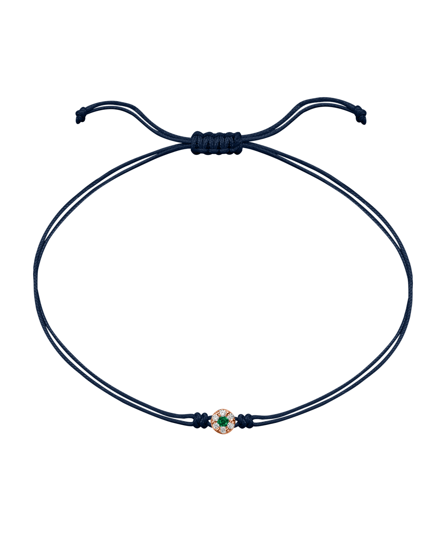 String of Love Diamond and Gemstone - 14K Rose Gold Bracelet 14K Solid Gold Navy Blue Emerald