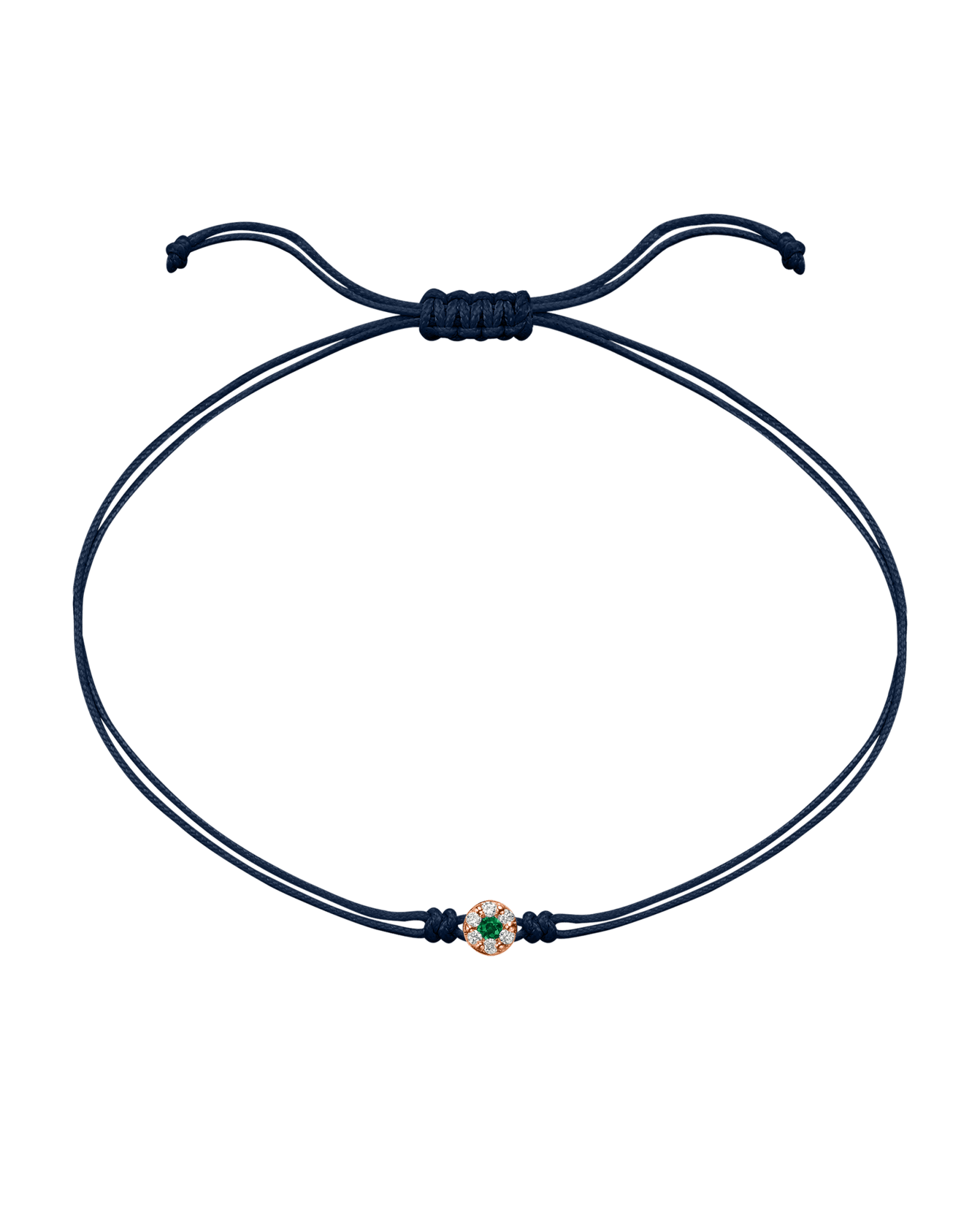 String of Love Diamond and Gemstone - 14K Rose Gold Bracelet 14K Solid Gold Navy Blue Emerald