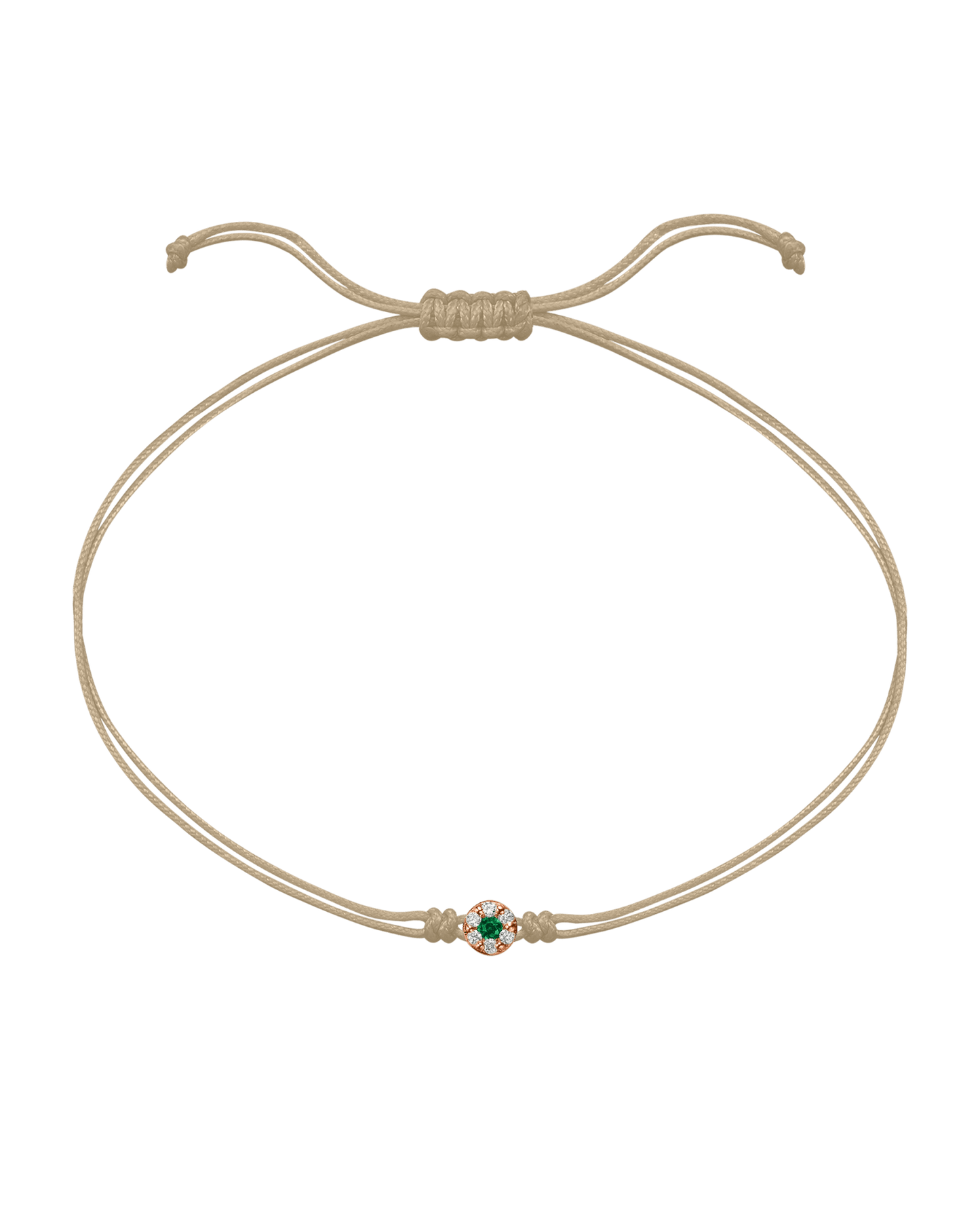 String of Love Diamond and Gemstone - 14K Rose Gold Bracelet 14K Solid Gold Beige Emerald