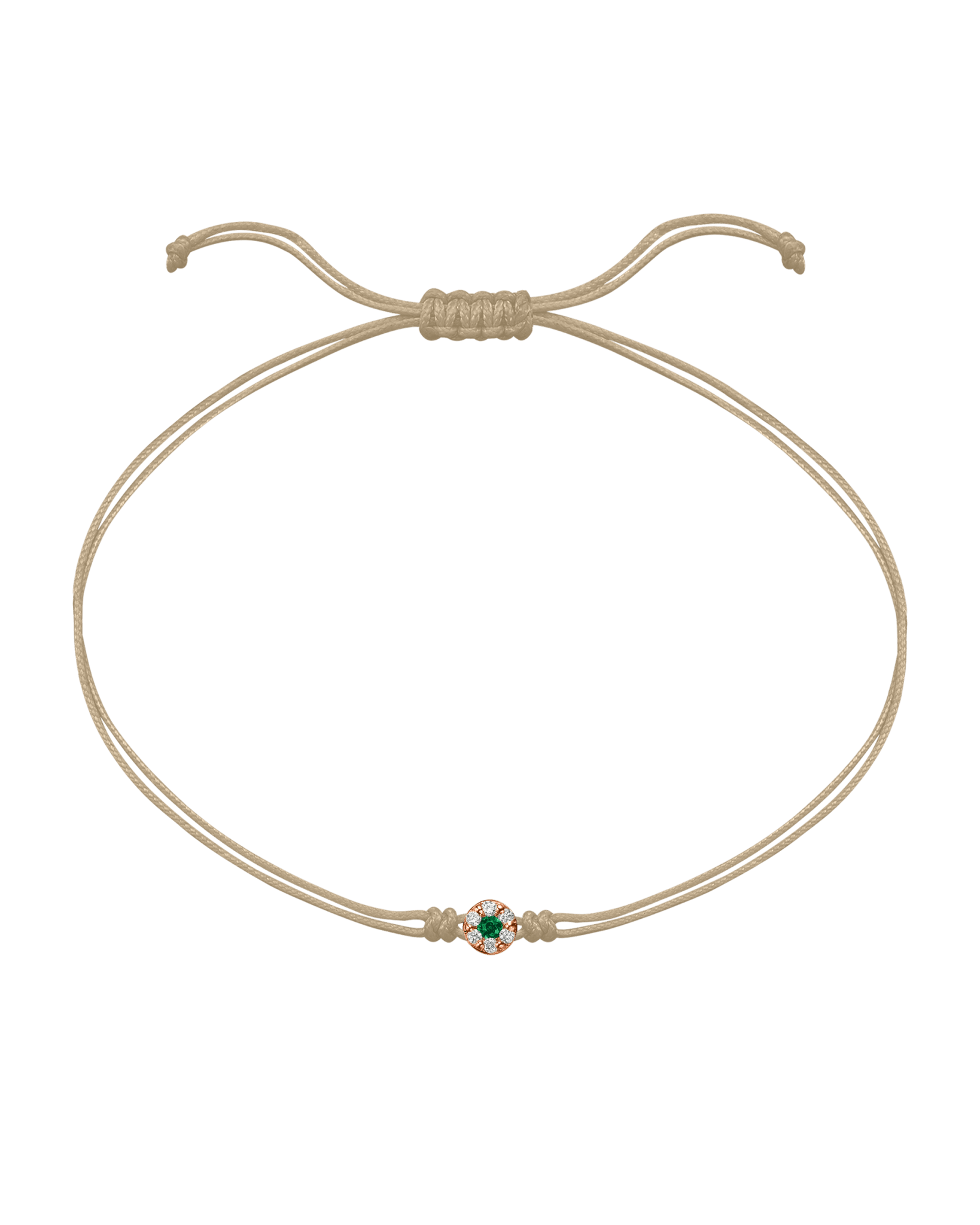 String of Love Diamond and Gemstone - 14K Rose Gold Bracelet 14K Solid Gold Beige Emerald
