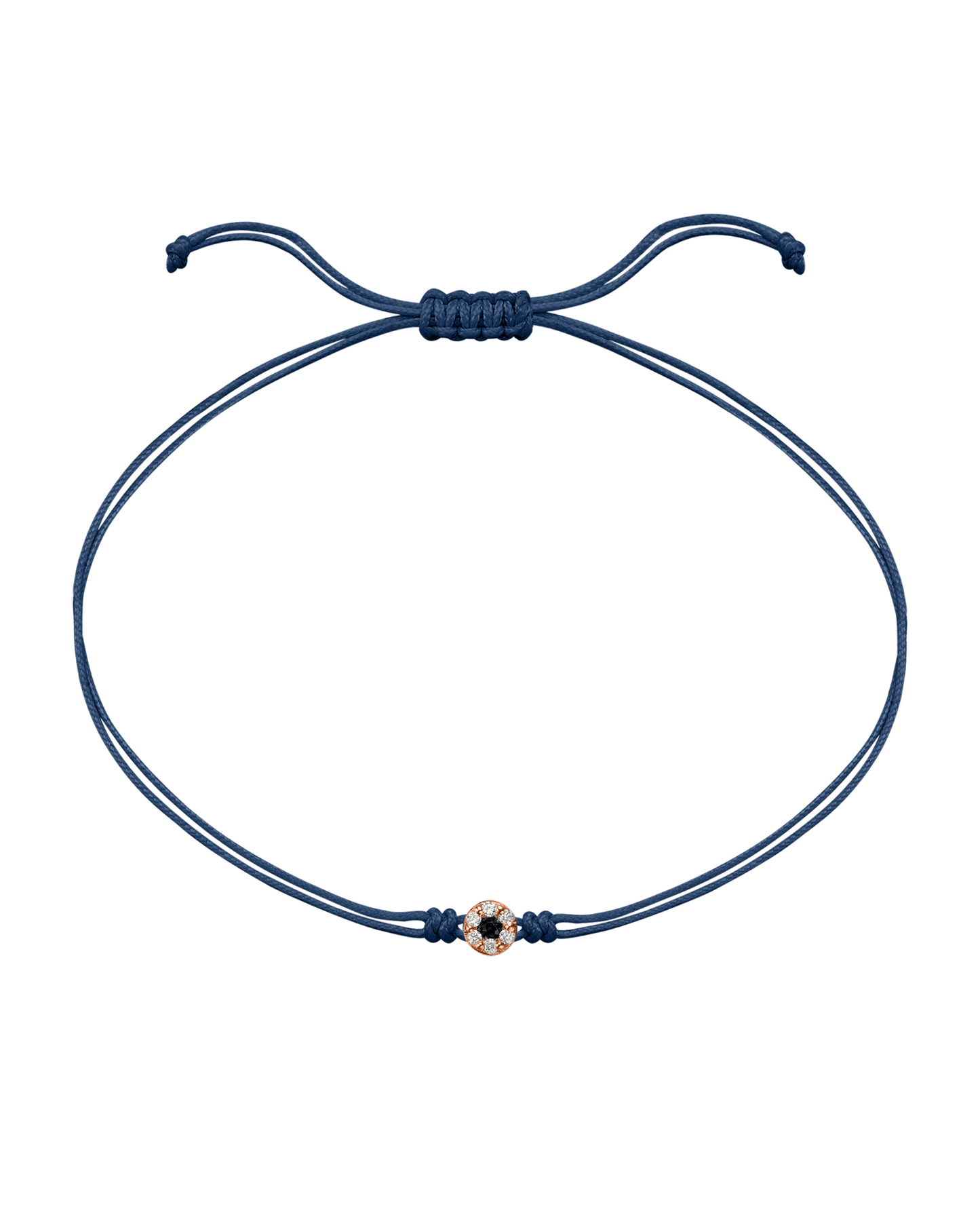 String of Love Diamond and Gemstone - 14K Rose Gold Bracelet 14K Solid Gold Indigo Black