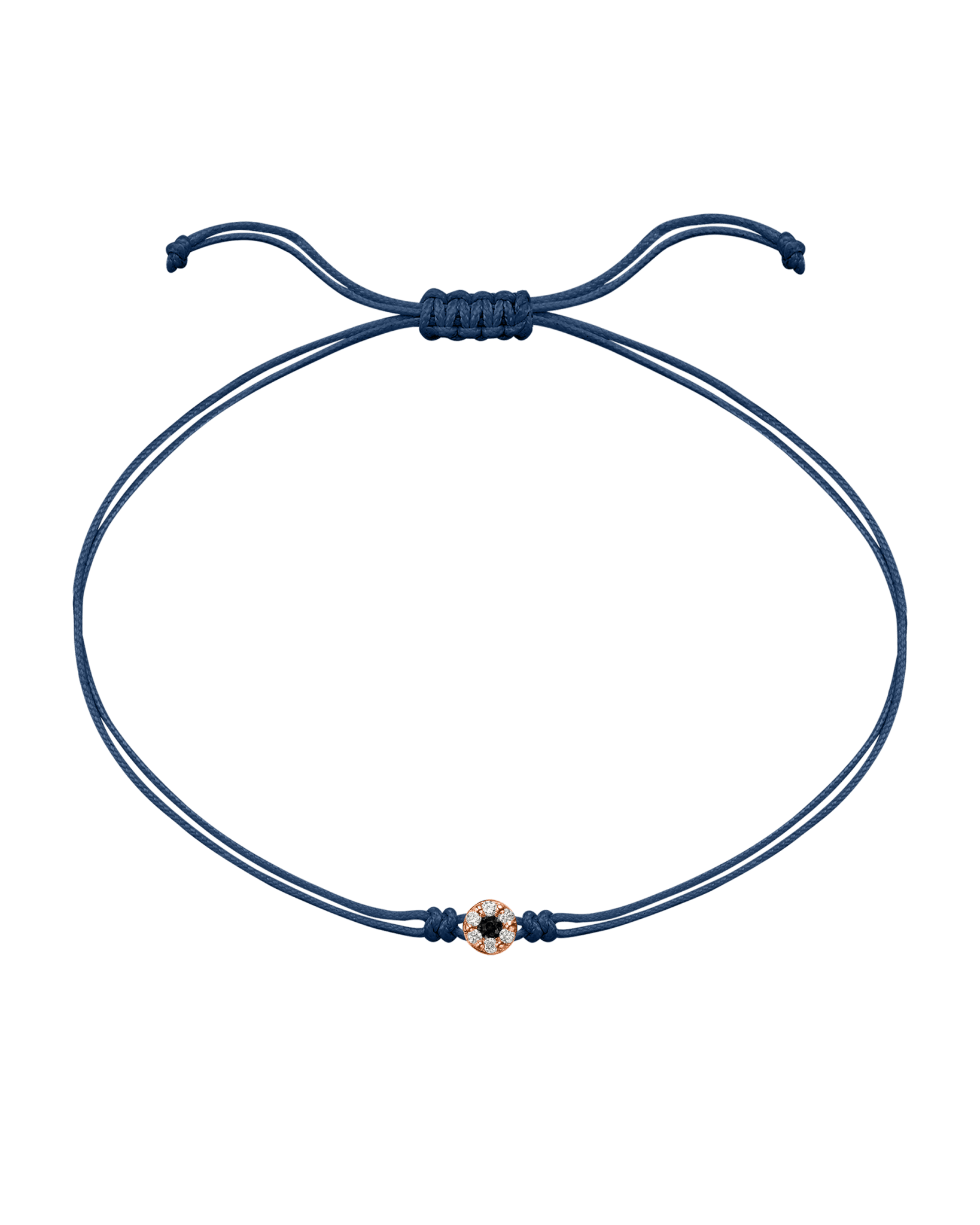 String of Love Diamond and Gemstone - 14K Rose Gold Bracelet 14K Solid Gold Indigo Black