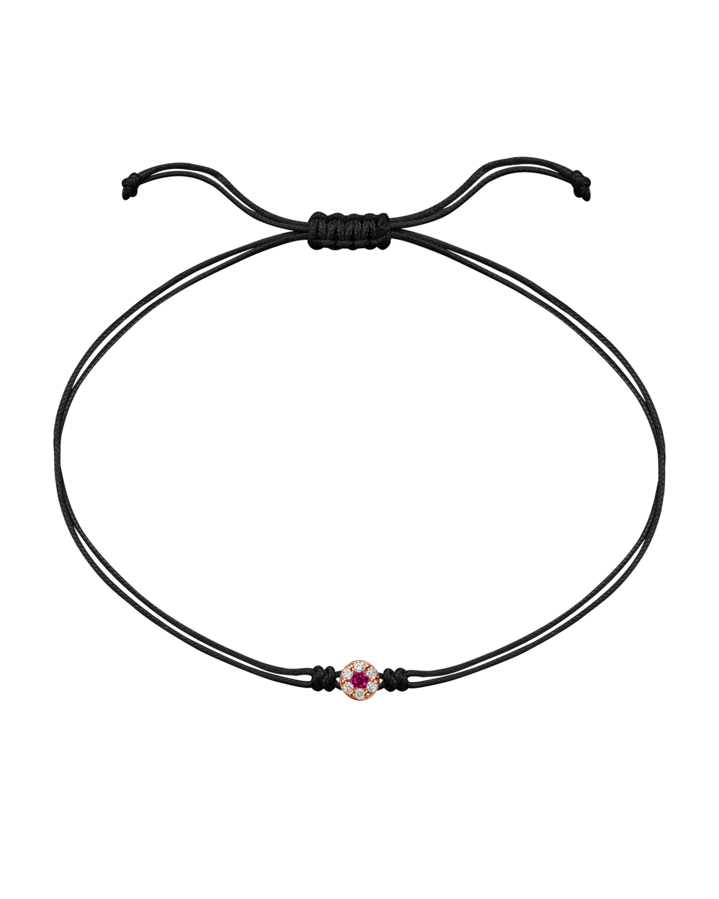 String of Love Diamond and Gemstone - 14K Rose Gold Bracelet 14K Solid Gold Black Ruby