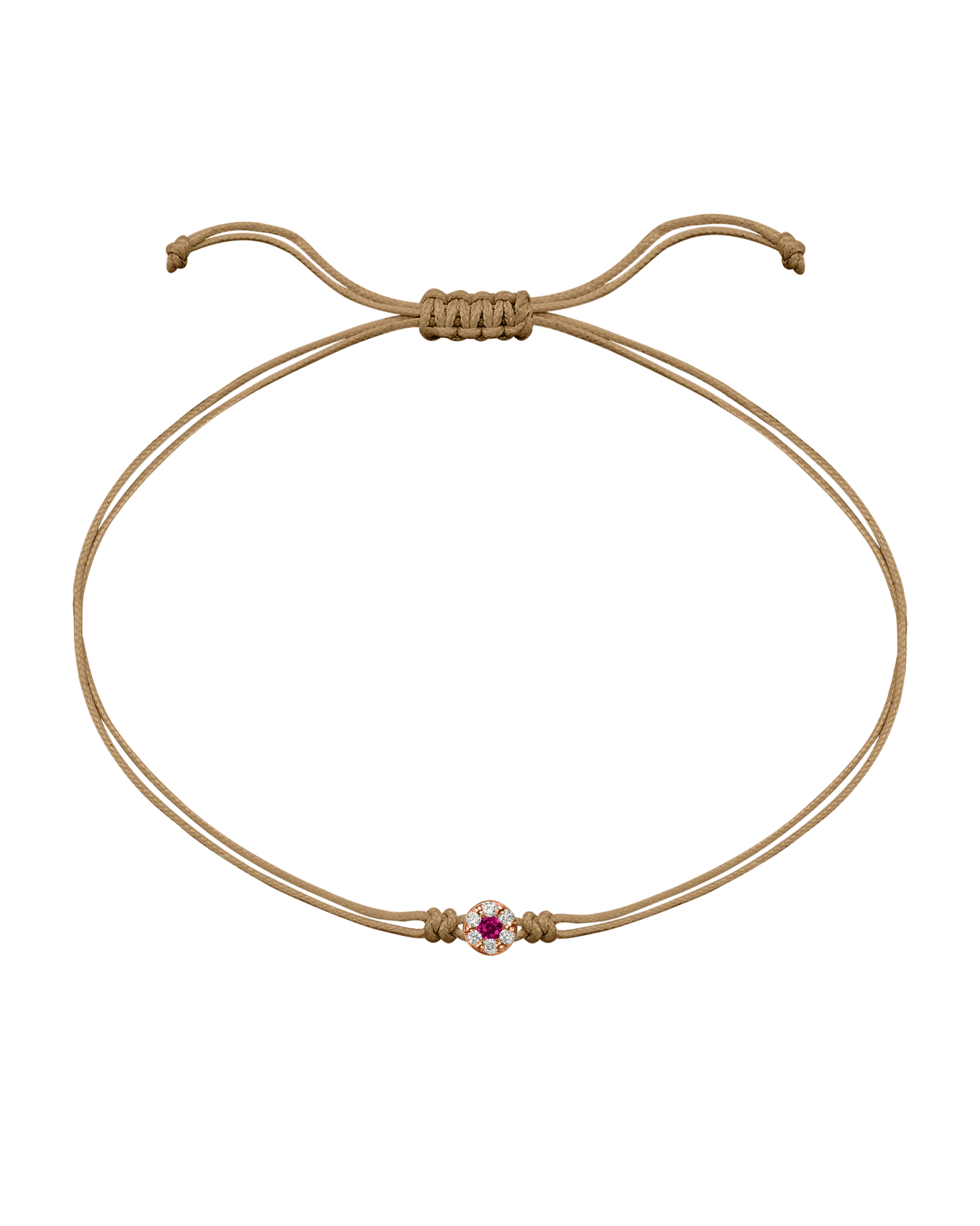 String of Love Diamond and Gemstone - 14K Rose Gold Bracelet 14K Solid Gold Camel Ruby