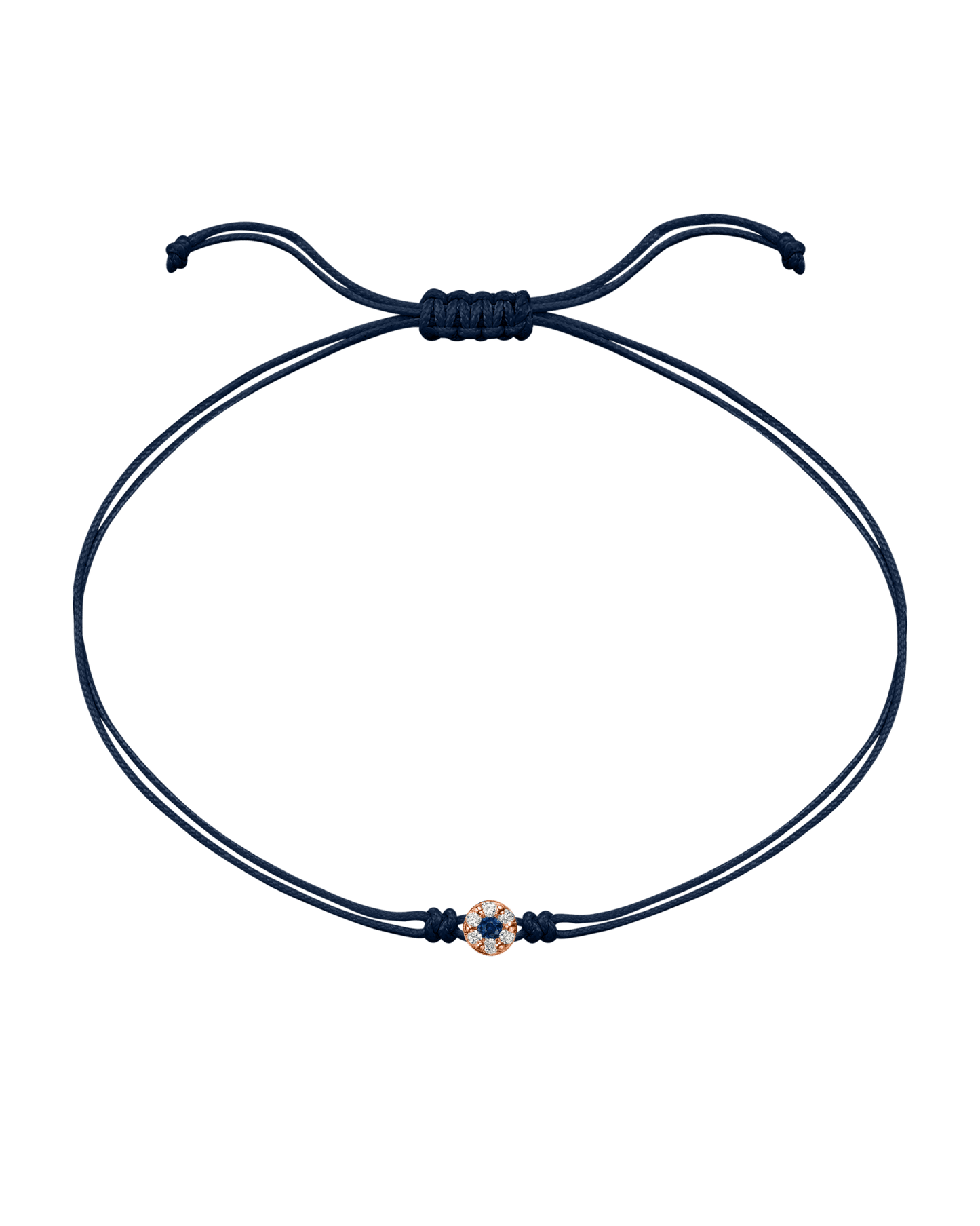 String of Love Diamond and Gemstone - 14K Rose Gold Bracelet 14K Solid Gold Navy Blue Sapphire