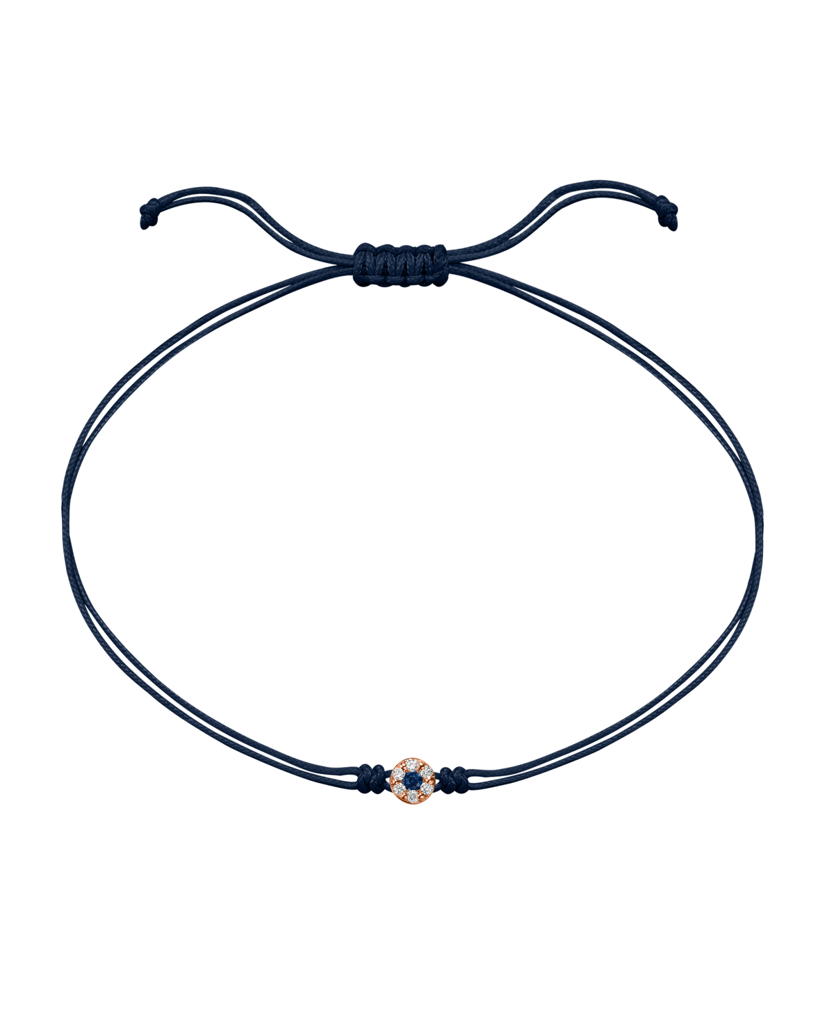 String of Love Diamond and Gemstone - 14K Rose Gold Bracelet 14K Solid Gold Navy Blue Sapphire