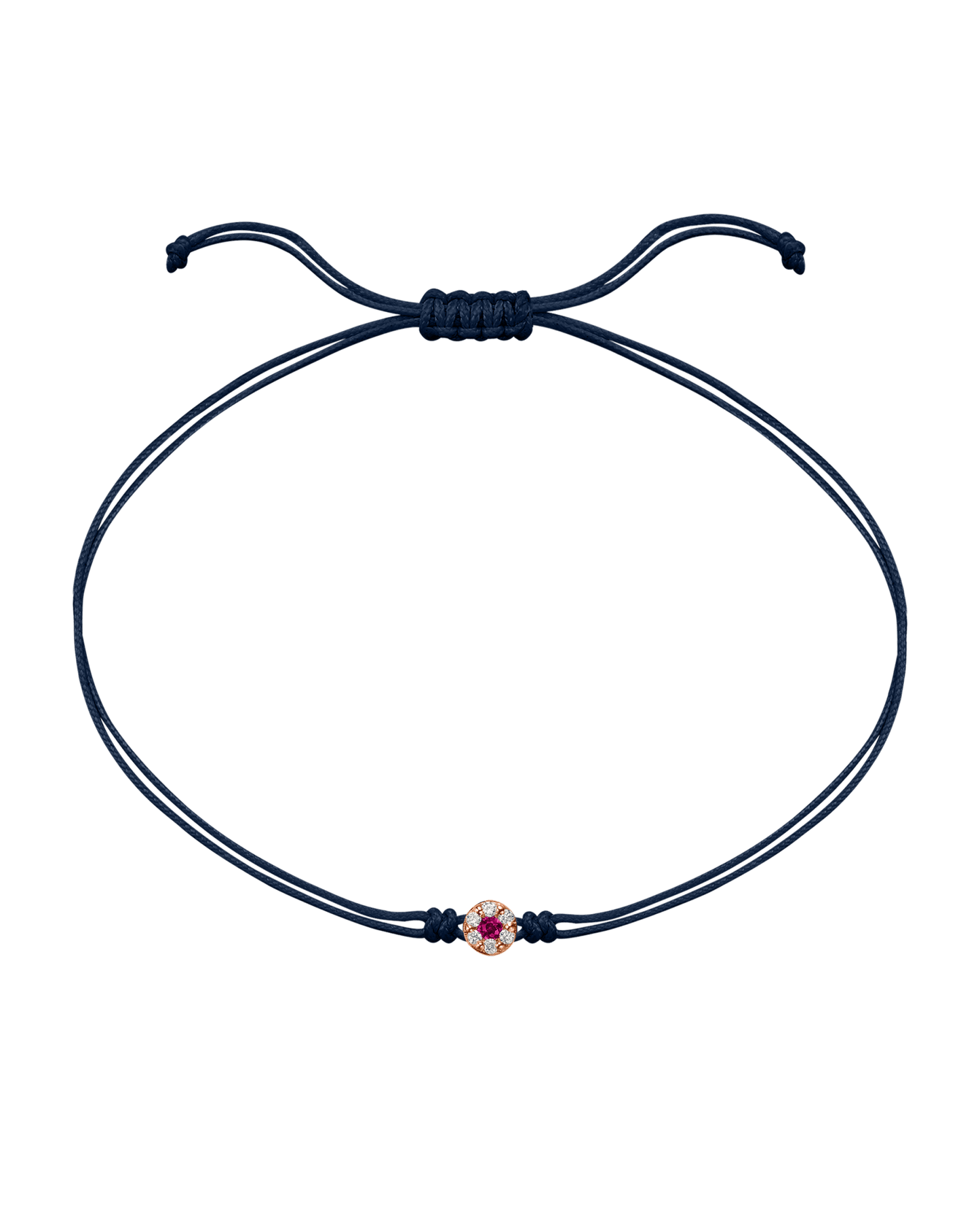 String of Love Diamond and Gemstone - 14K Rose Gold Bracelet 14K Solid Gold Navy Blue Ruby