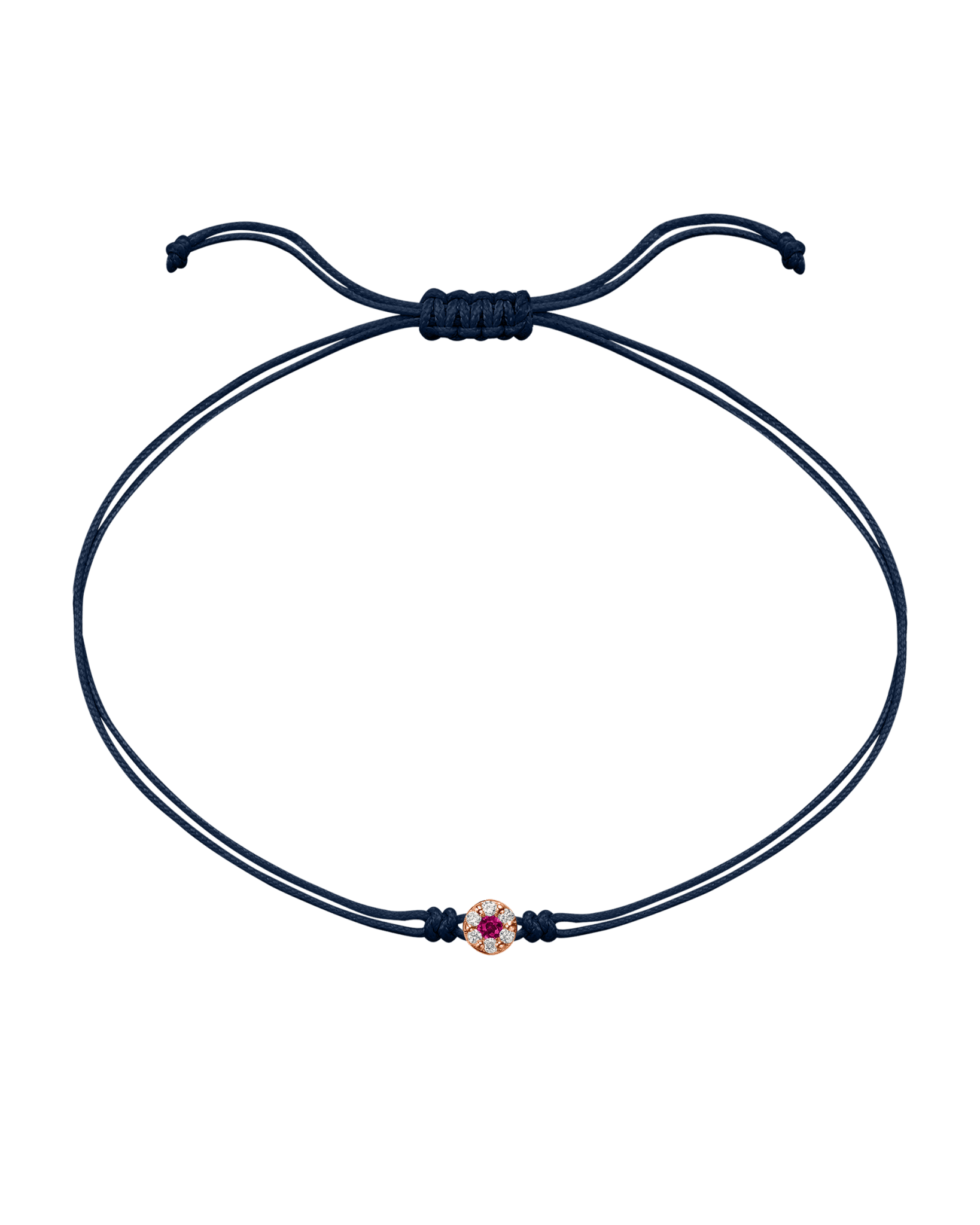 String of Love Diamond and Gemstone - 14K Rose Gold Bracelet 14K Solid Gold Navy Blue Ruby