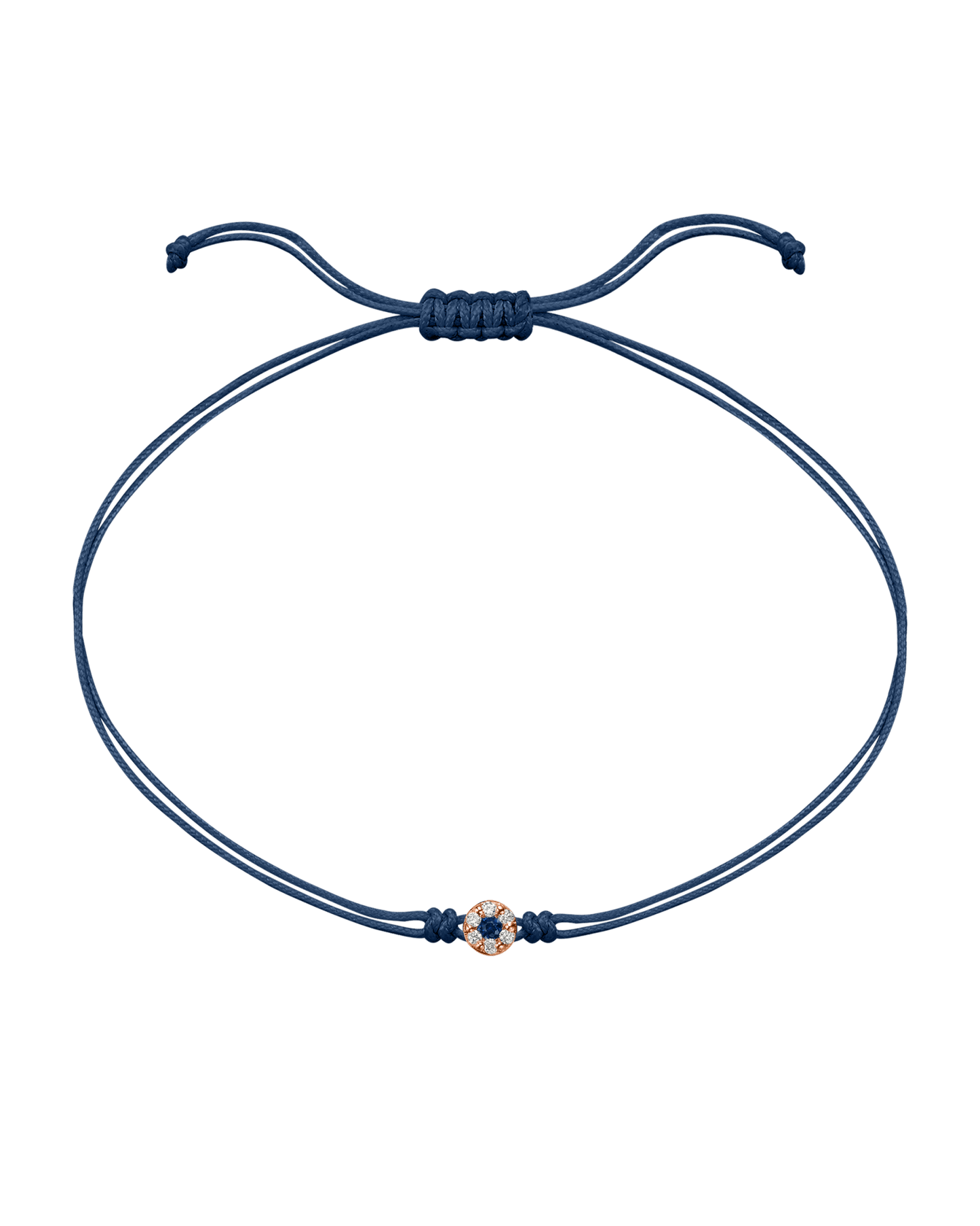 String of Love Diamond and Gemstone - 14K Rose Gold Bracelet 14K Solid Gold Indigo Sapphire