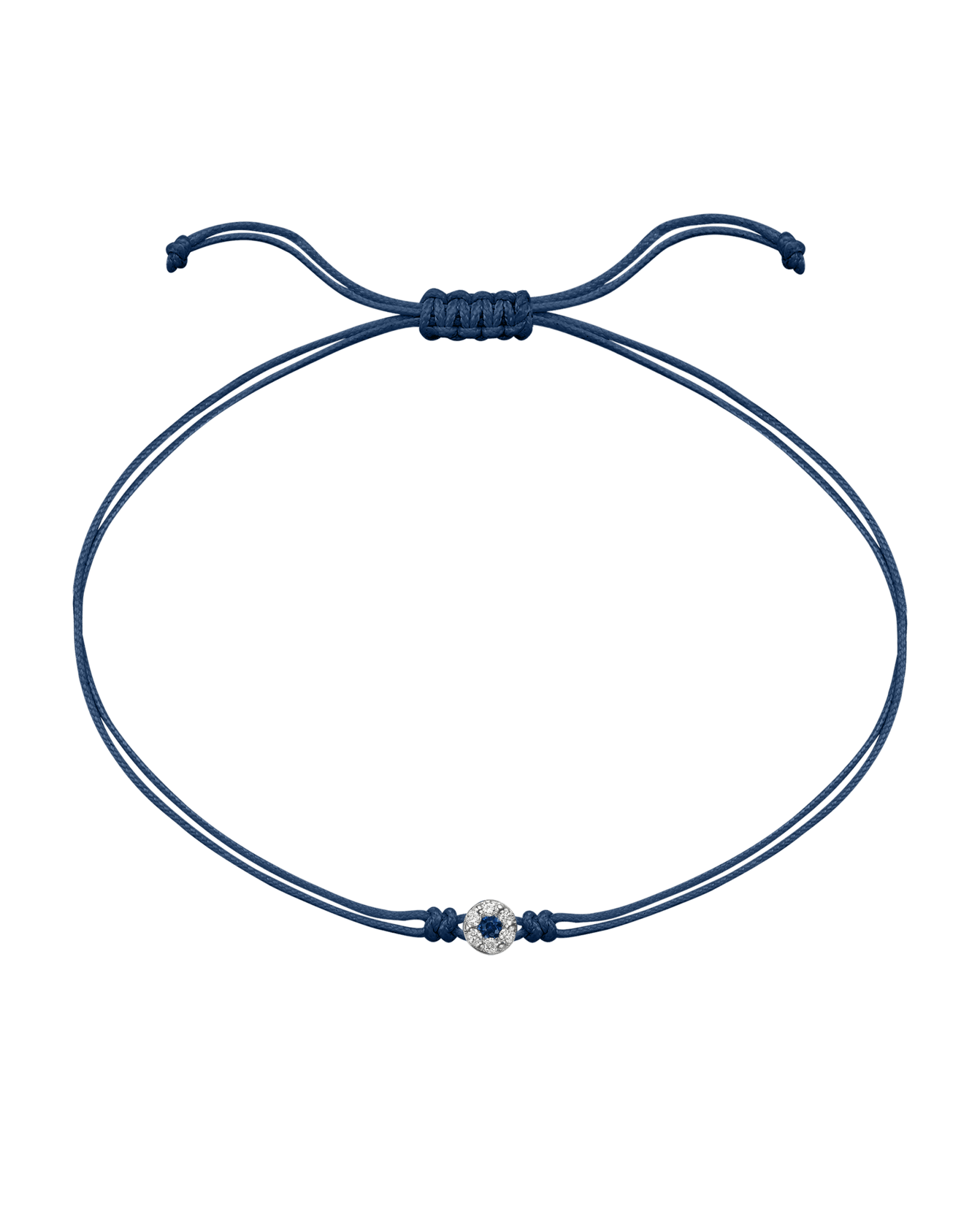 String of Love Diamond and Gemstone - 14K White Gold Bracelet 14K Solid Gold Indigo Sapphire