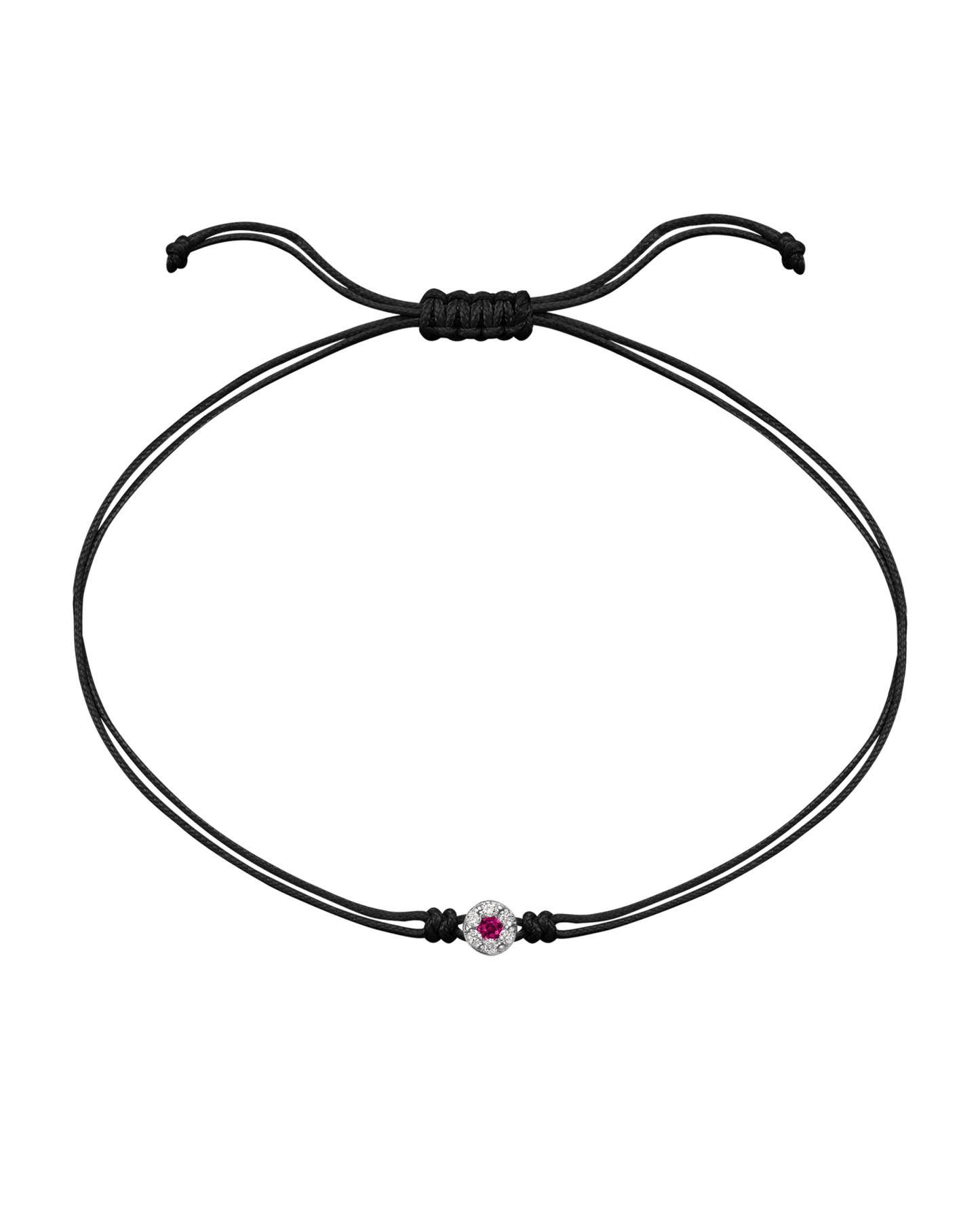 String of Love Diamond and Gemstone - 14K White Gold Bracelet 14K Solid Gold Black Ruby