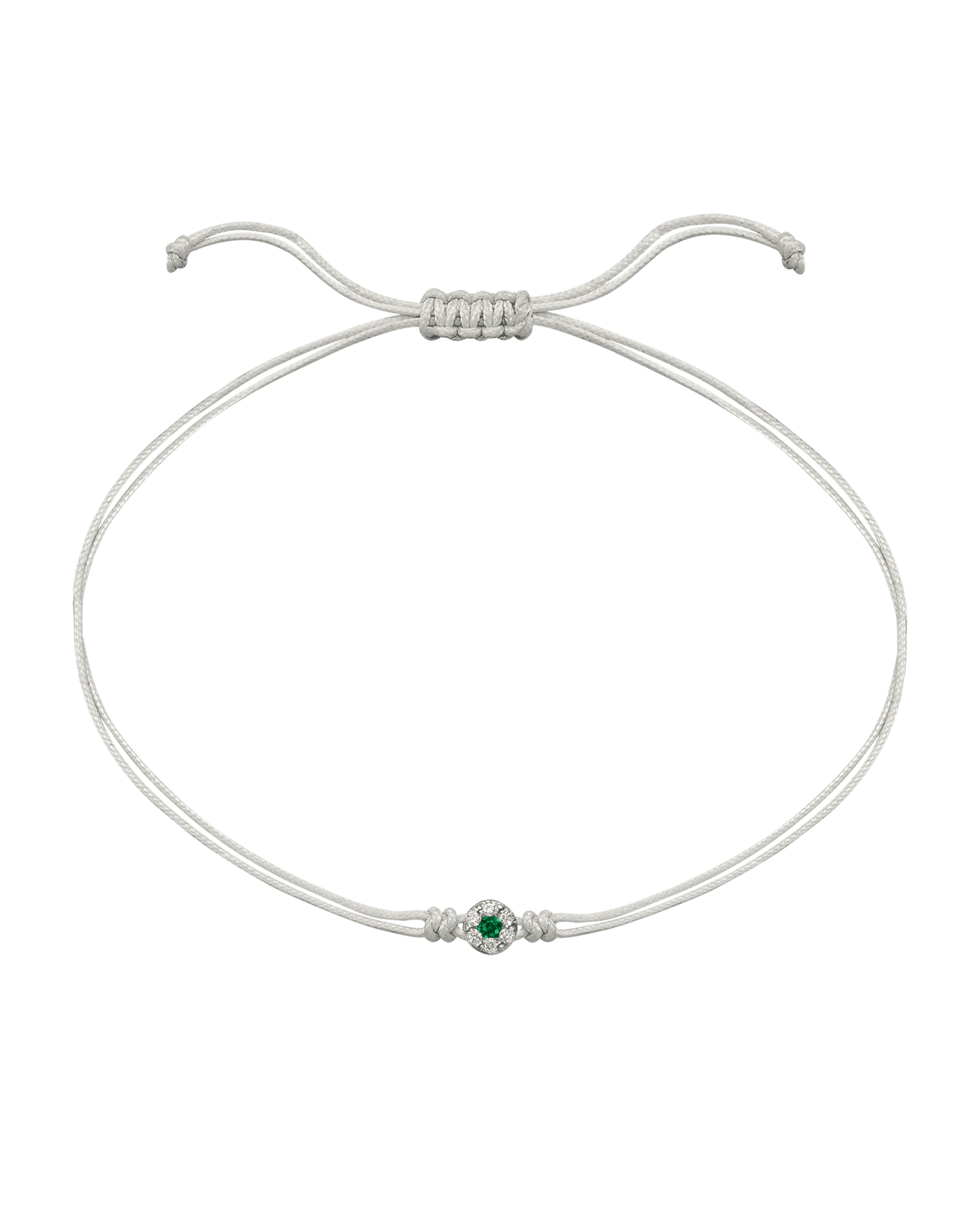 String of Love Diamond and Gemstone - 14K White Gold Bracelet 14K Solid Gold Pearl Emerald