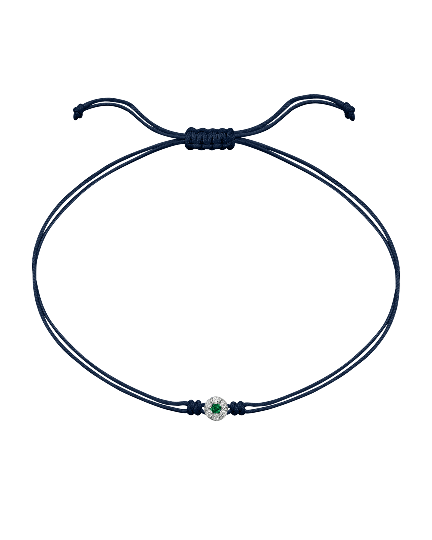 String of Love Diamond and Gemstone - 14K White Gold Bracelet 14K Solid Gold Navy Blue Emerald