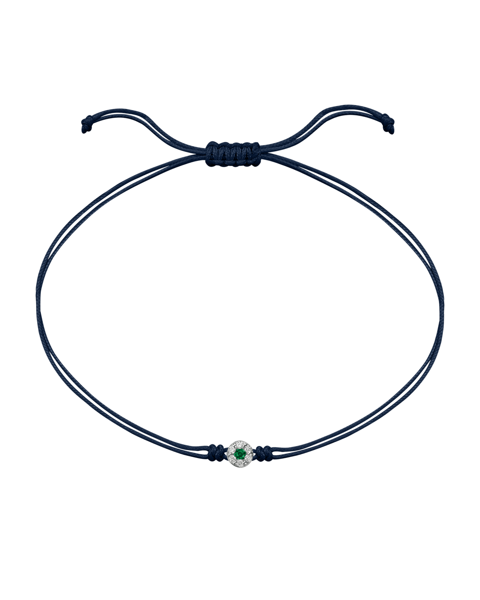 String of Love Diamond and Gemstone - 14K White Gold Bracelet 14K Solid Gold Navy Blue Emerald