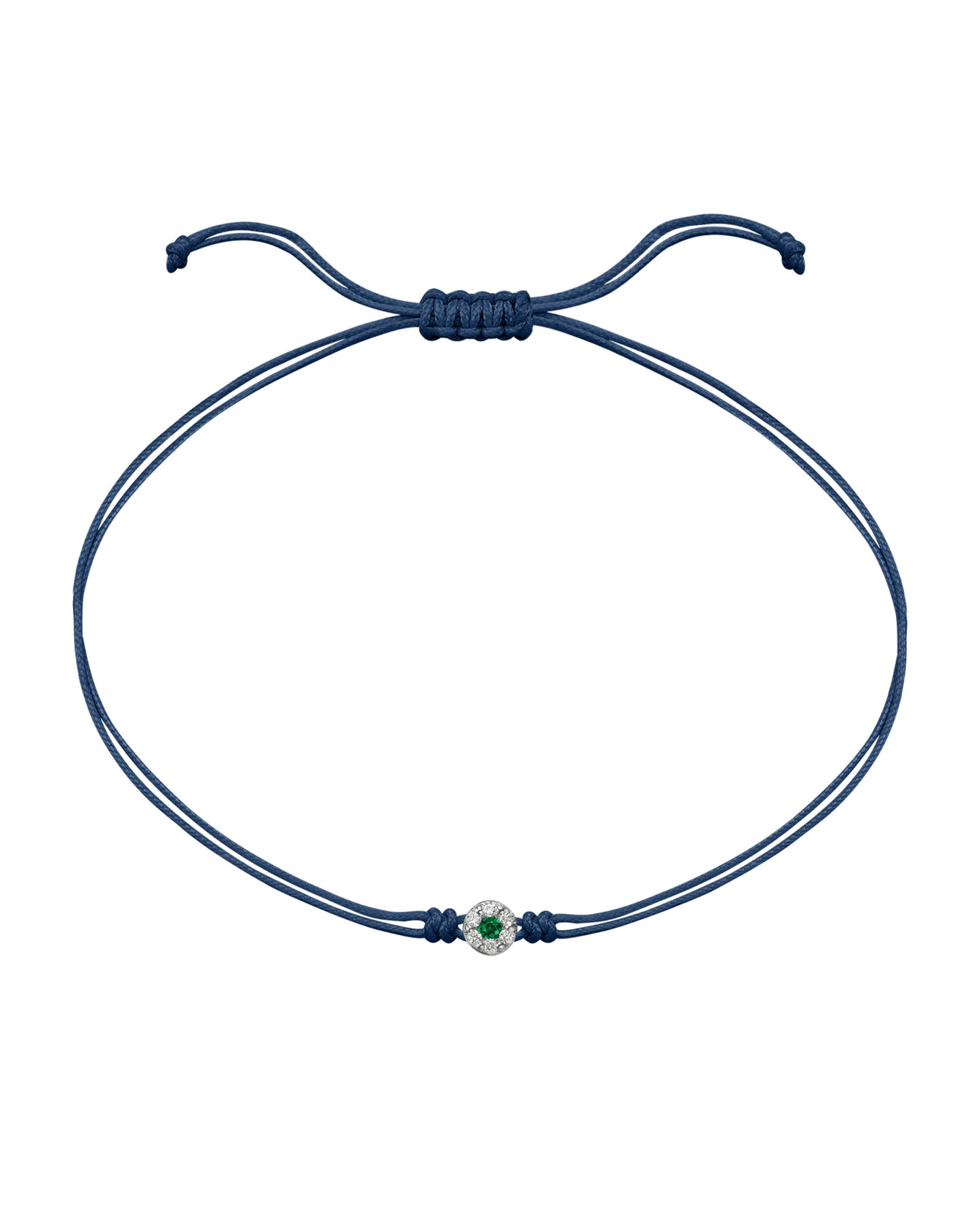 String of Love Diamond and Gemstone - 14K White Gold Bracelet 14K Solid Gold Indigo Emerald