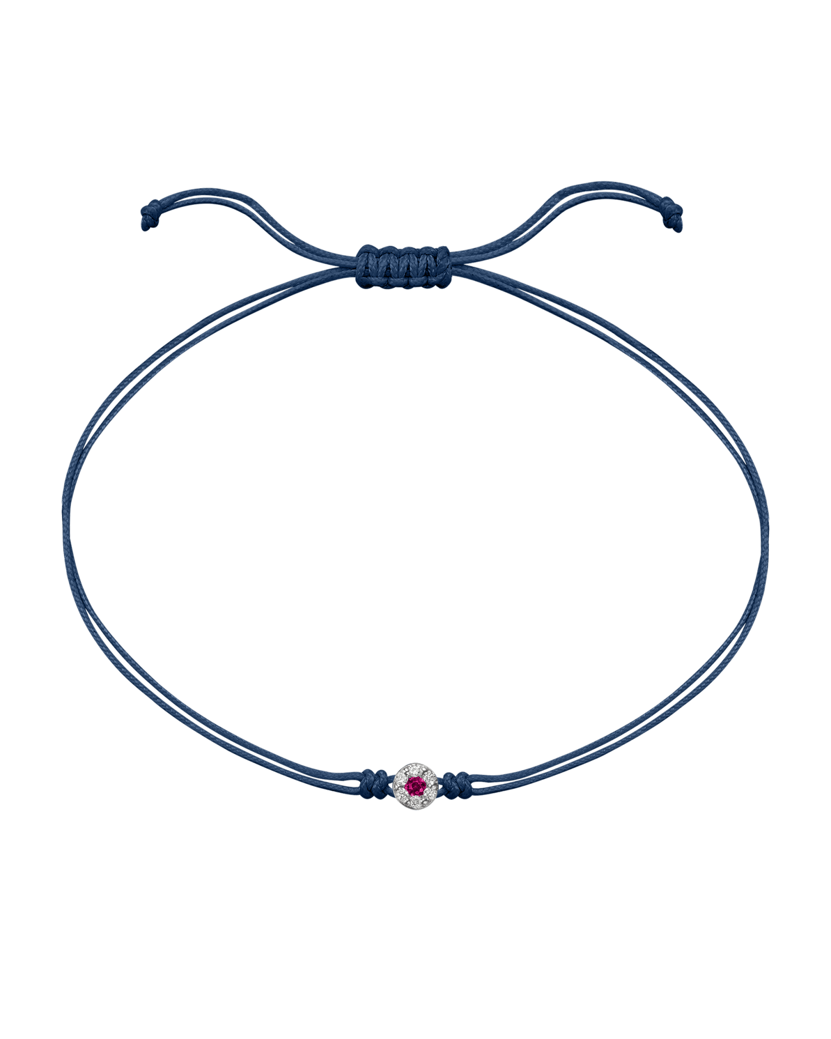 String of Love Diamond and Gemstone - 14K White Gold Bracelet 14K Solid Gold Indigo Ruby