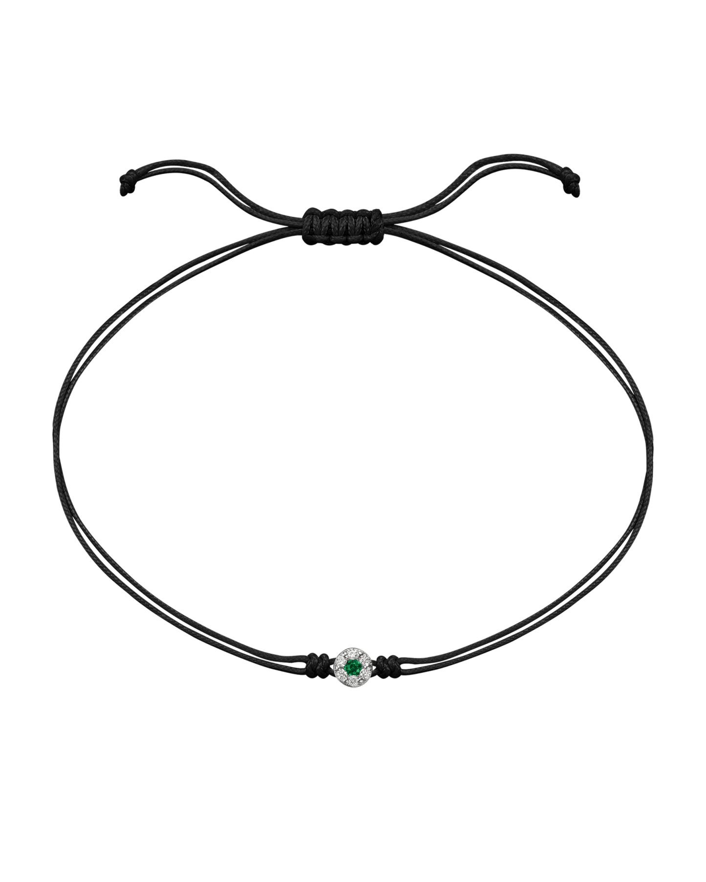 String of Love Diamond and Gemstone - 14K White Gold Bracelet 14K Solid Gold Black Emerald