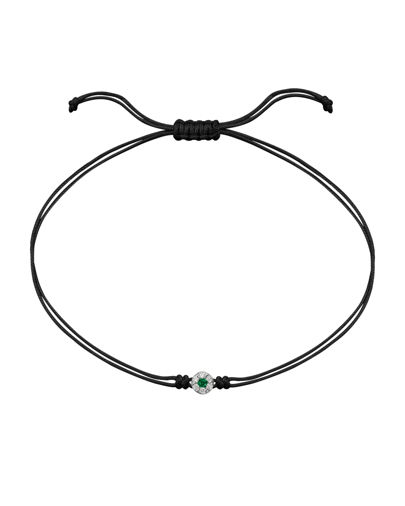 String of Love Diamond and Gemstone - 14K White Gold Bracelet 14K Solid Gold Black Emerald