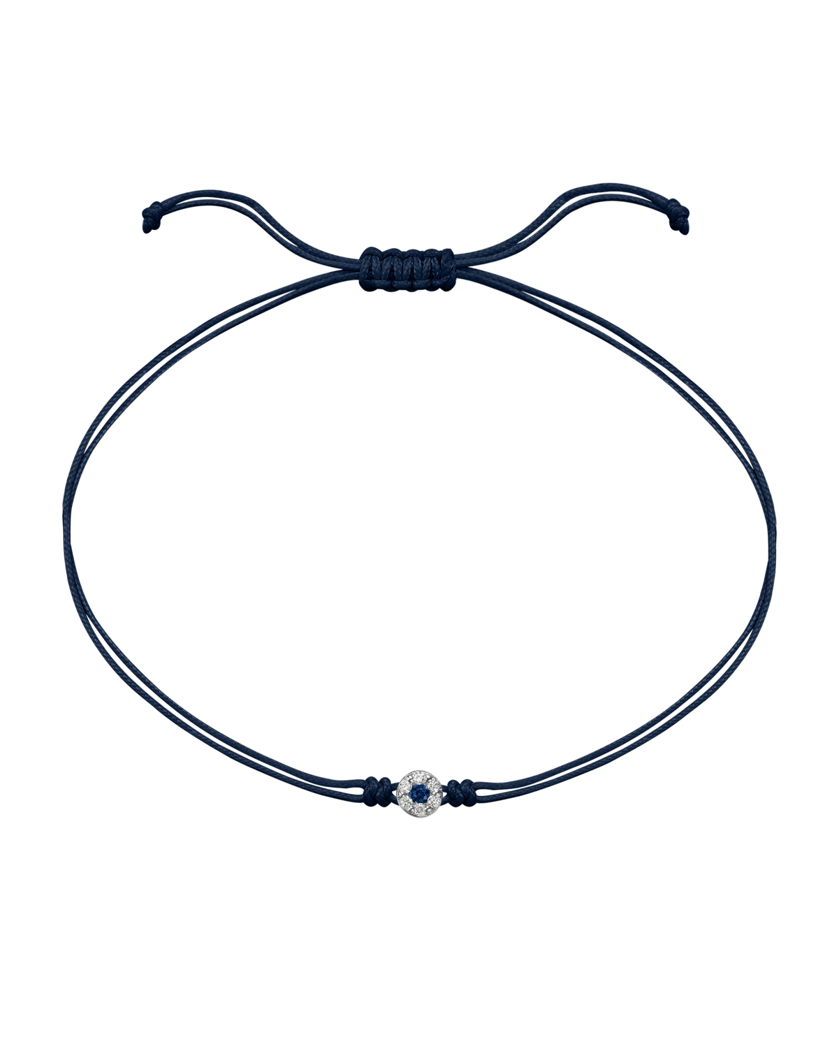 String of Love Diamond and Gemstone - 14K White Gold Bracelet 14K Solid Gold Navy Blue Sapphire