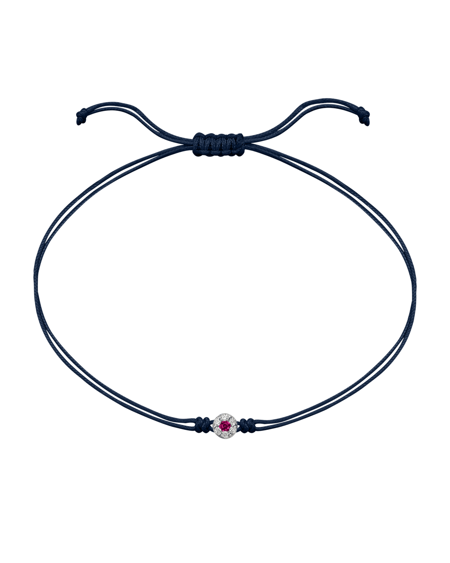 String of Love Diamond and Gemstone - 14K White Gold Bracelet 14K Solid Gold Navy Blue Ruby