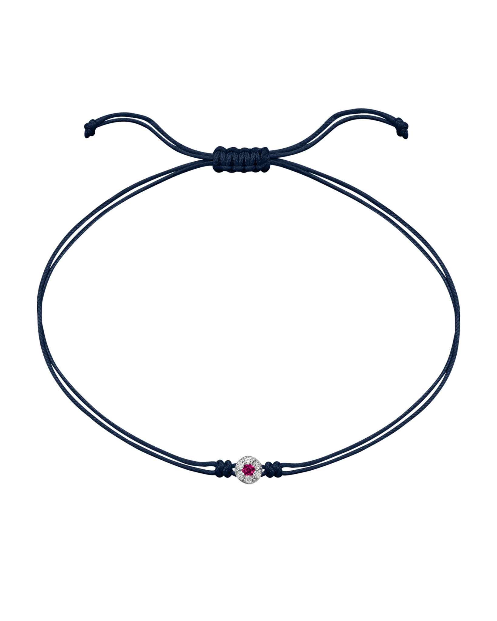 String of Love Diamond and Gemstone - 14K White Gold Bracelet 14K Solid Gold Navy Blue Ruby