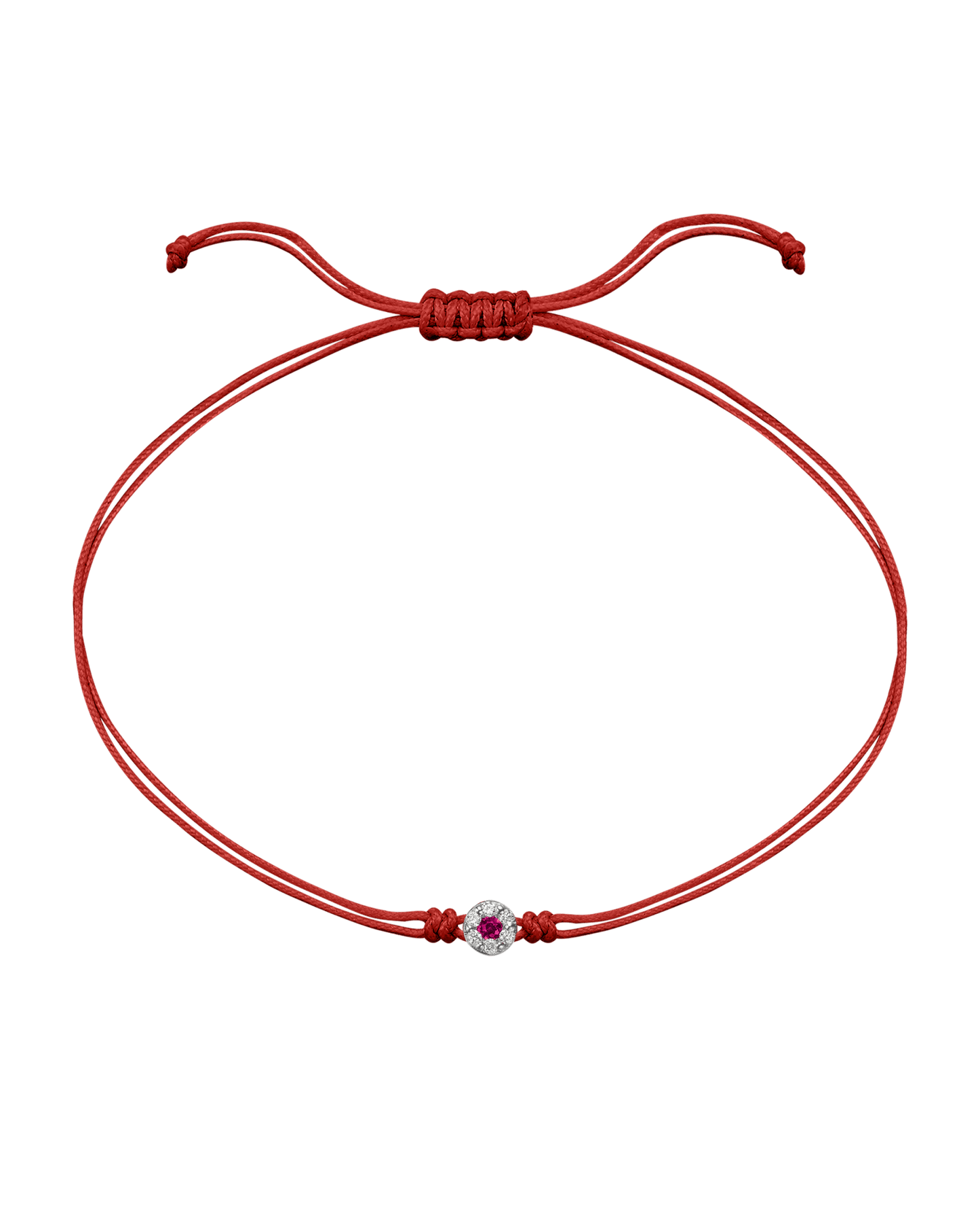 String of Love Diamond and Gemstone - 14K White Gold Bracelet 14K Solid Gold Red Ruby