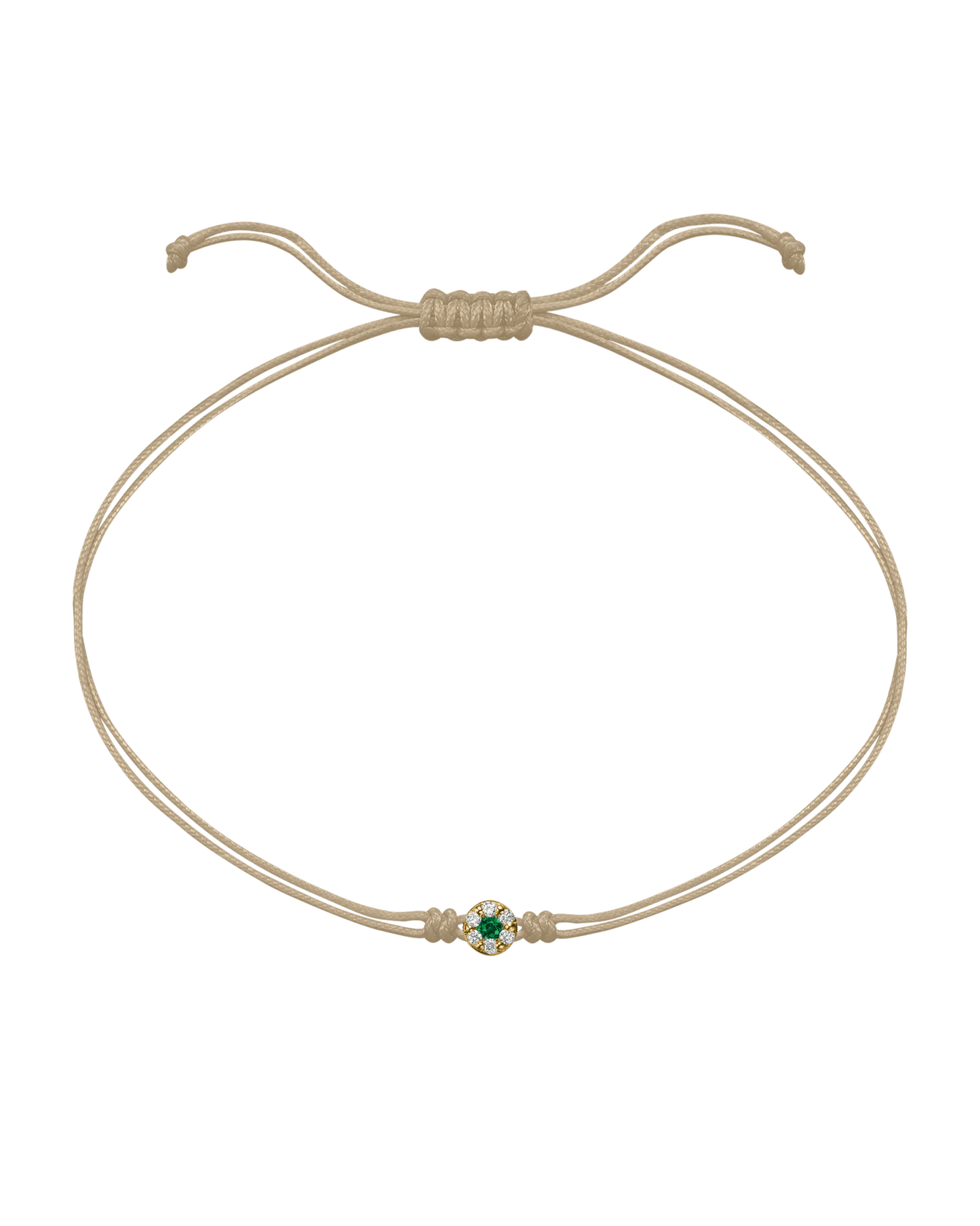 String of Love Diamond and Gemstone - 14K Yellow Gold Bracelet 14K Solid Gold Beige Emerald