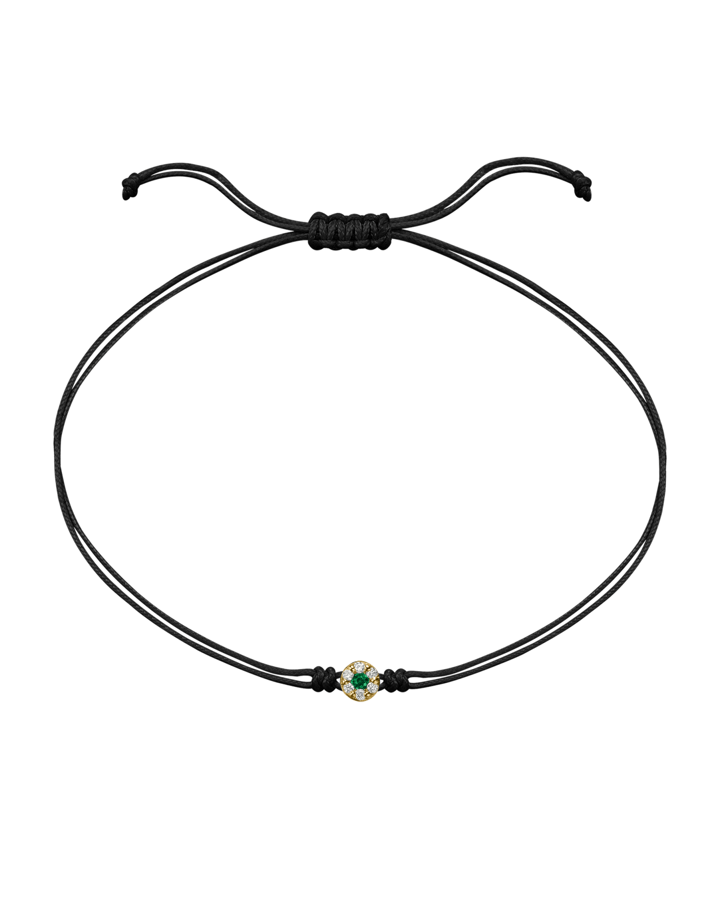 String of Love Diamond and Gemstone - 14K Yellow Gold Bracelet 14K Solid Gold Black Emerald