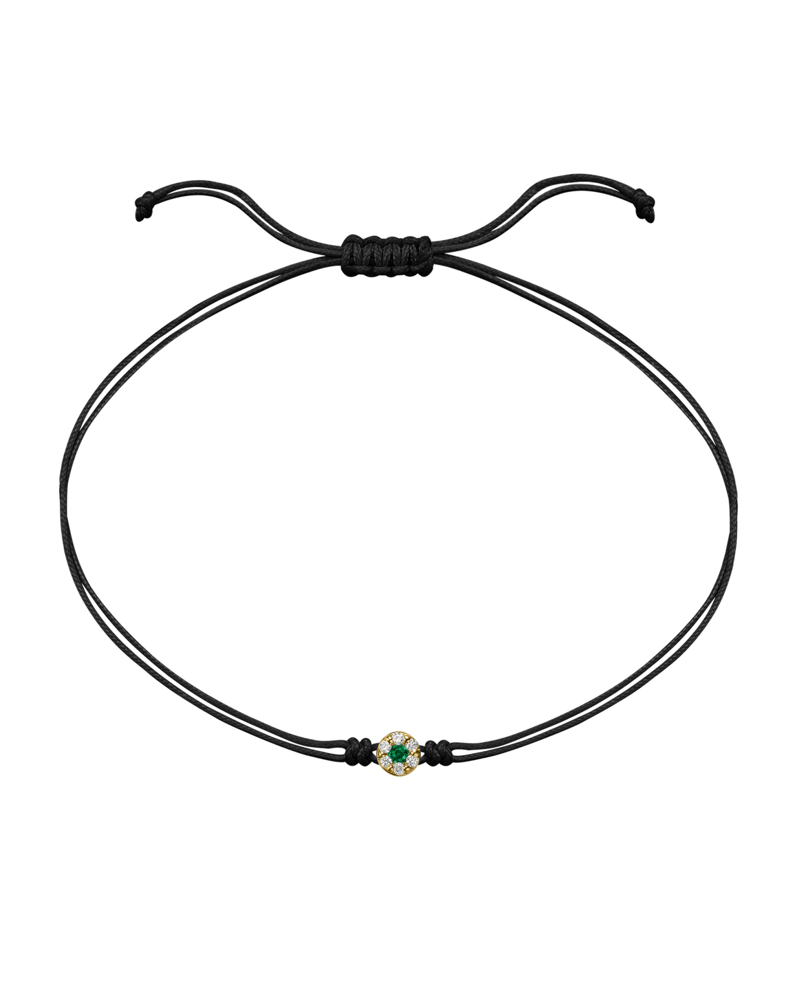 String of Love Diamond and Gemstone - 14K Yellow Gold Bracelet 14K Solid Gold Black Emerald
